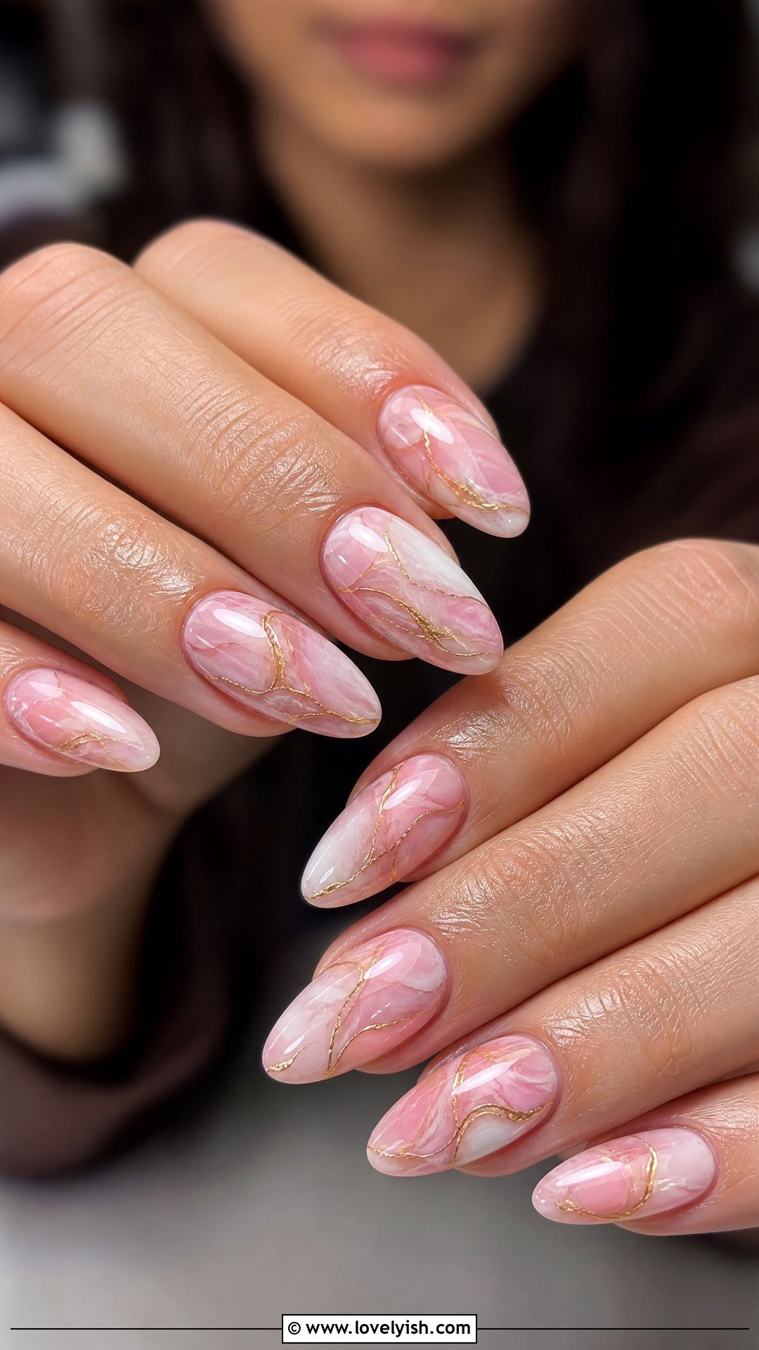 Pink and White Marble Nails - 50 classy pink nails - 50 classy pink nails