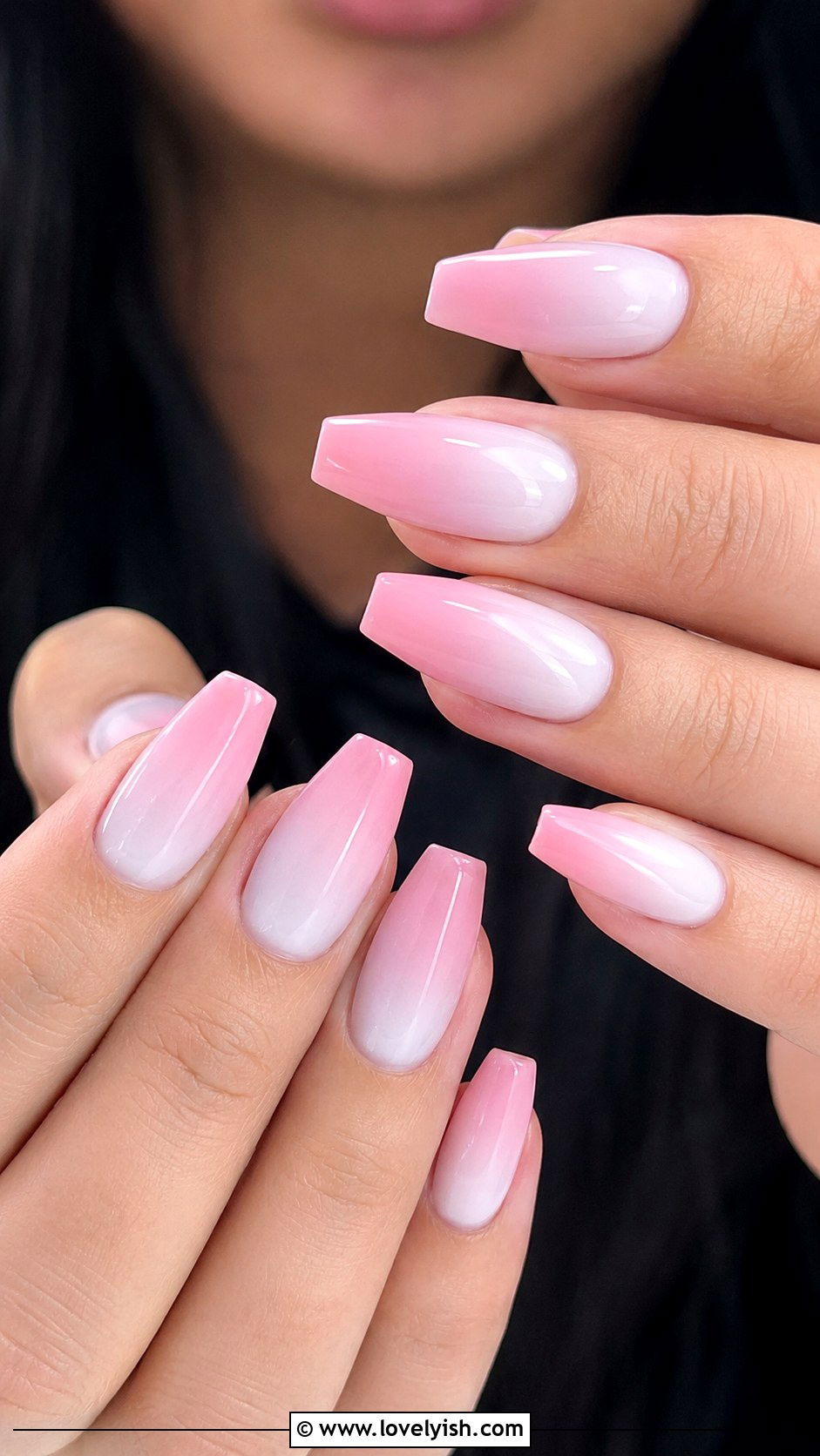 Pink and White Ombre Coffin Nails - 50 long pink nails - 50 long pink nails
