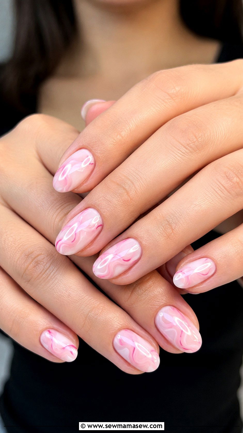 Pink and White Swirl Gel Nails - 50 gel polish - 50 gel polish