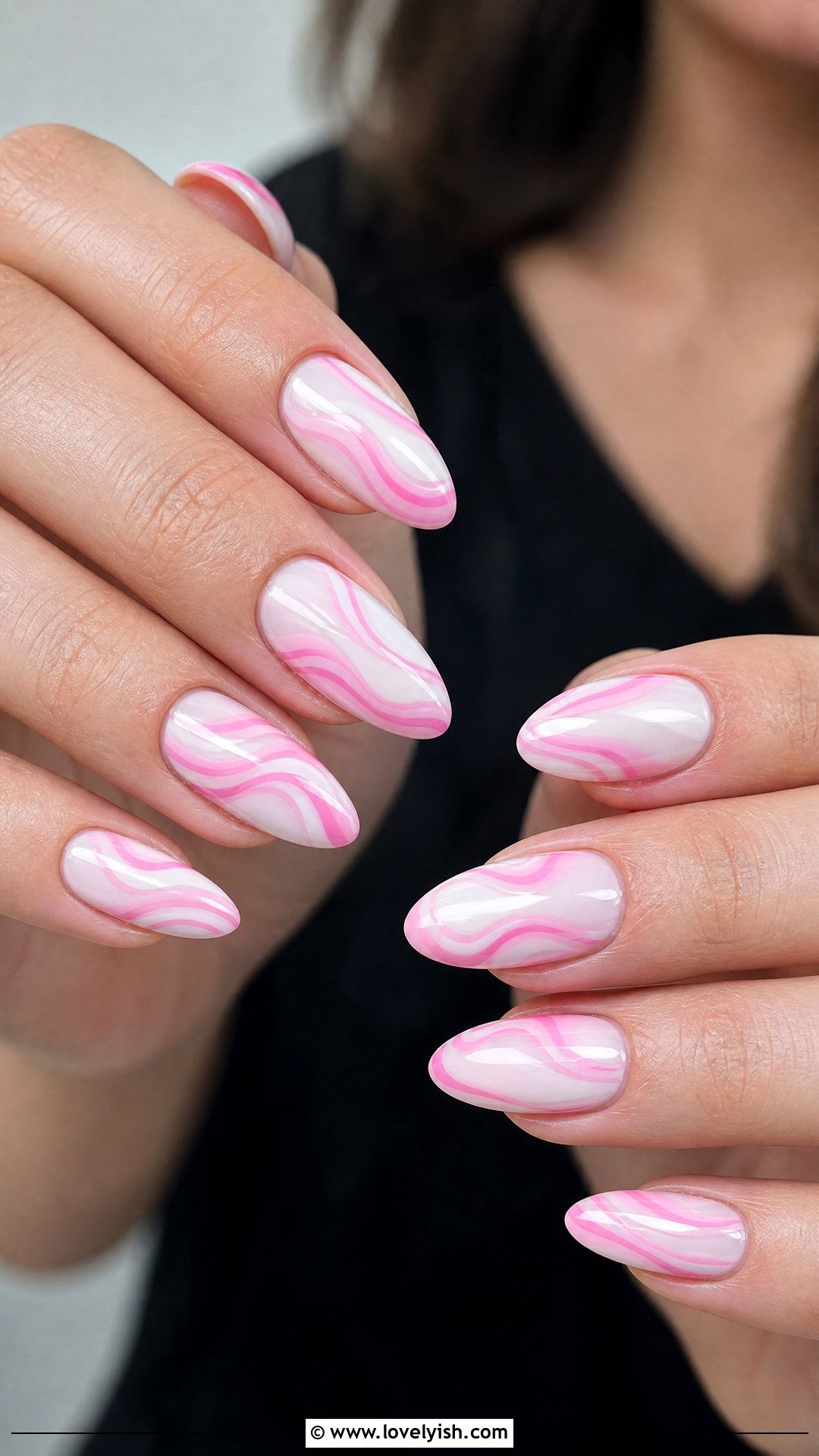 Pink and White Swirl Nails - 50 feminine nails - 50 feminine nails