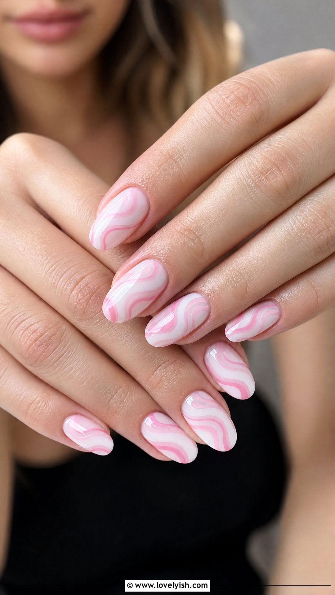 Pink and White Swirl Nails - 38 simple nail art designs - 38 simple nail art designs