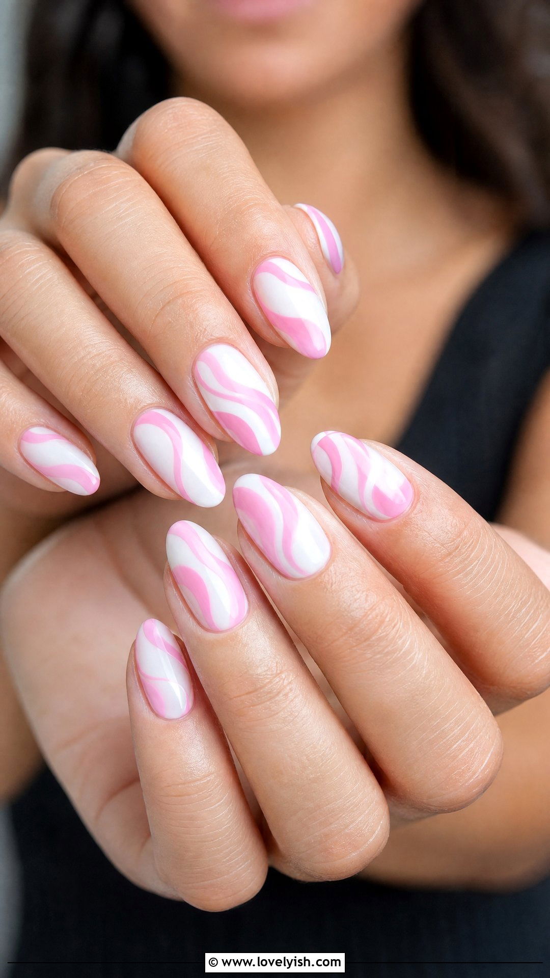 Pink and White Swirl Nails - 41 nail design simple - 41 nail design simple