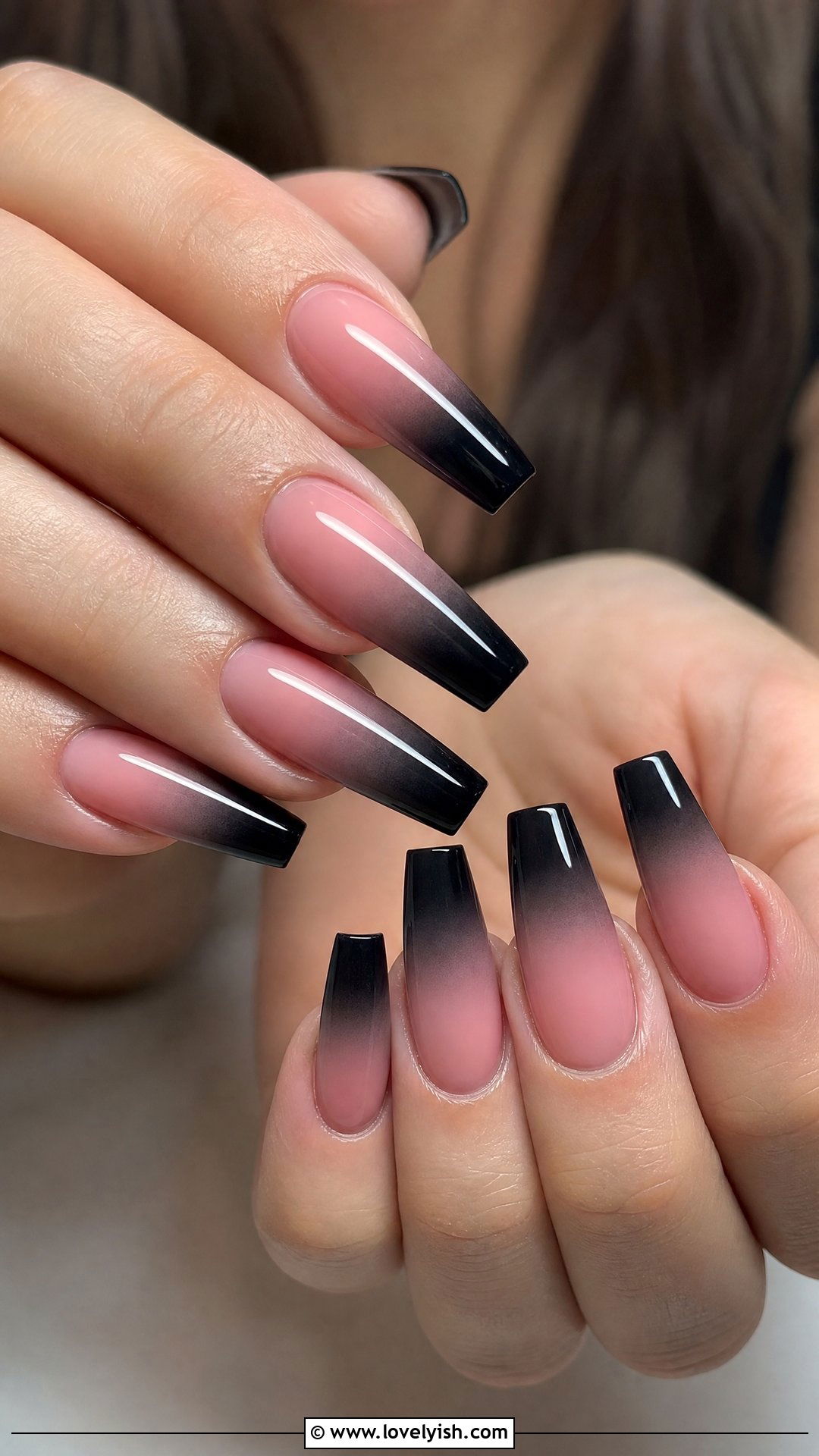 Pink to Black Ombre Nails - 50 pink and black nails - 50 pink and black nails