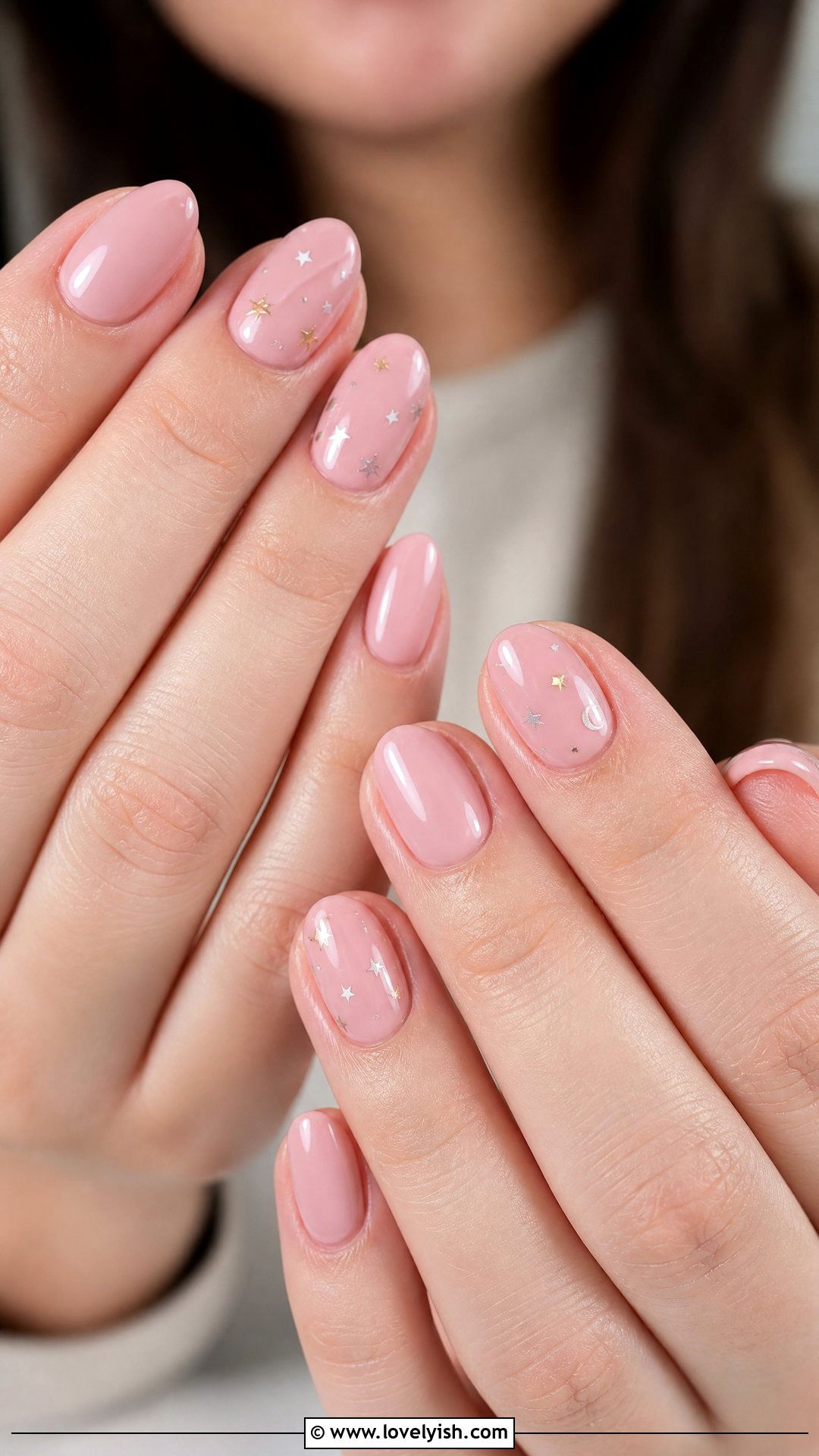 Pink with Star Accents - 50 short pink nail designs - 50 short pink nail designs