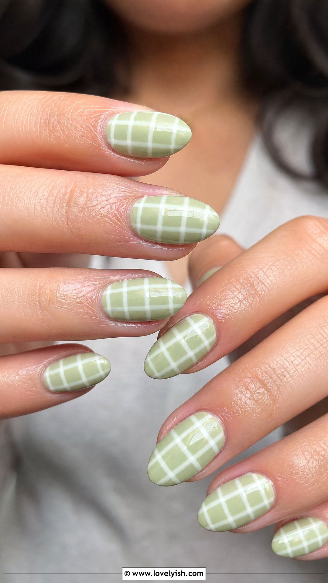 Pistachio Green Checkered Nails - 50 checkered nails - 50 checkered nails