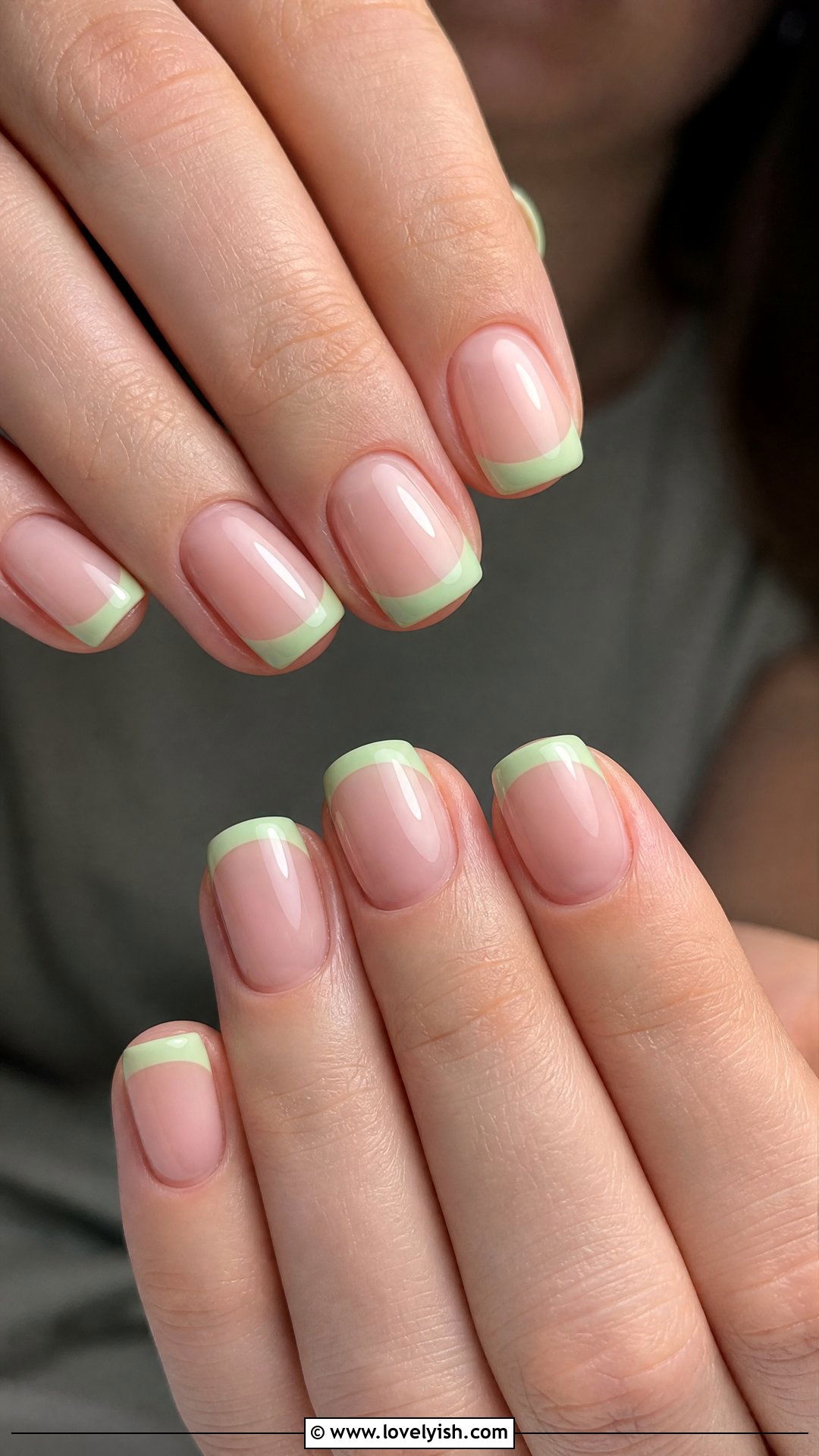 Pistachio Green French Tips - 37 nails art ideas - 37 nails art ideas