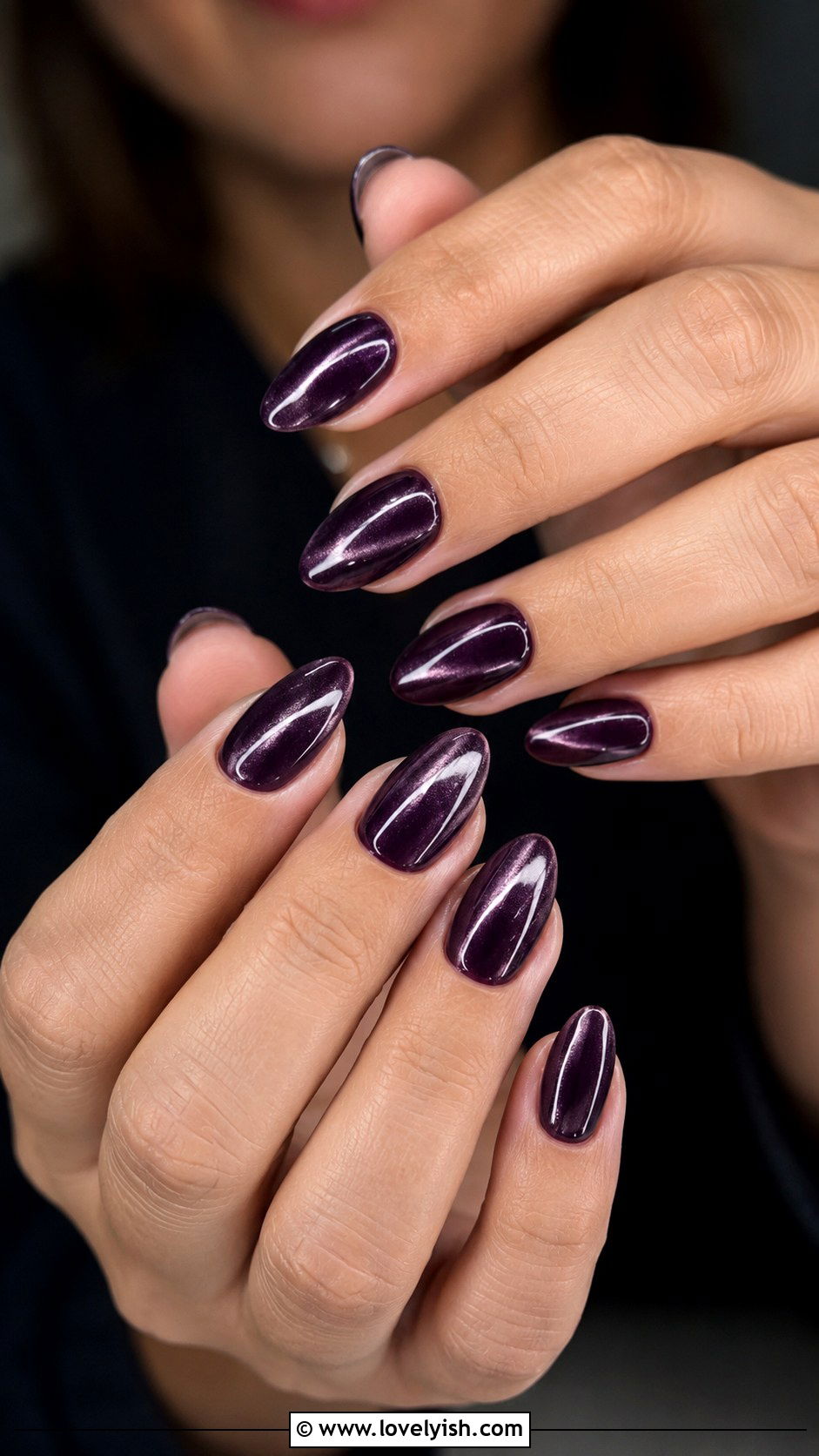 Plum Cat Eye Nails - 42 purple nail designs - 42 purple nail designs