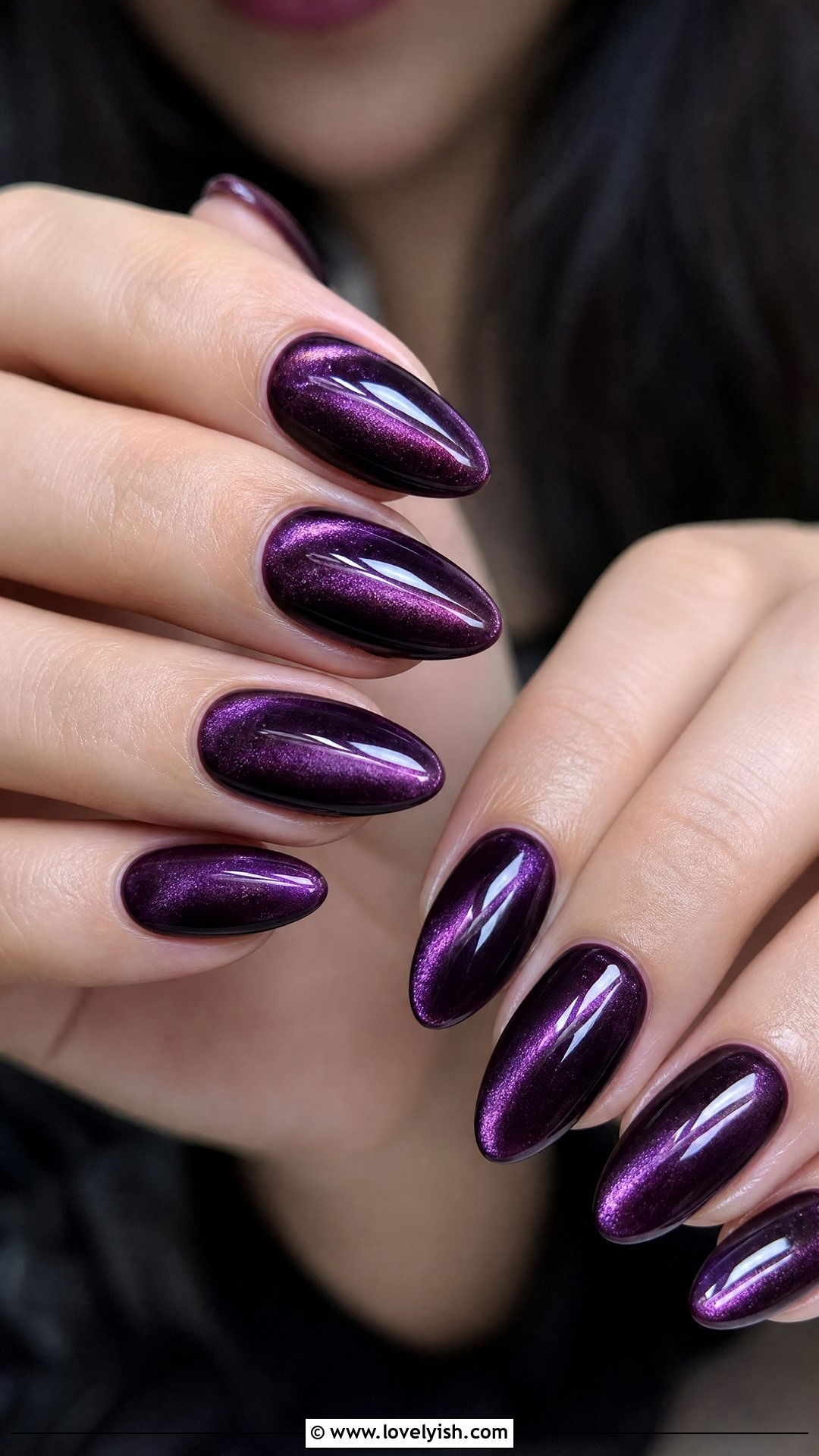Plum Purple Cat Eye Nails - 50 cateye nail designs - 50 cateye nail designs