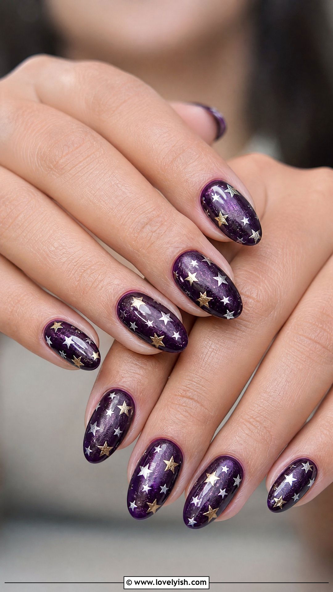 Plum Purple Star Nails - 50 star nails - 50 star nails