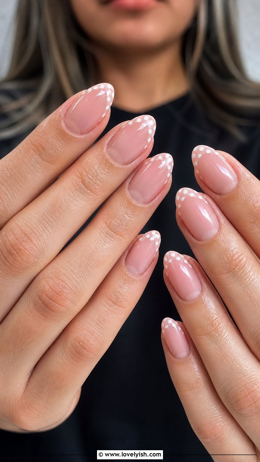 Polka Dot French Tip Almond Nails - 25 almond nail designs - 25 almond nail designs