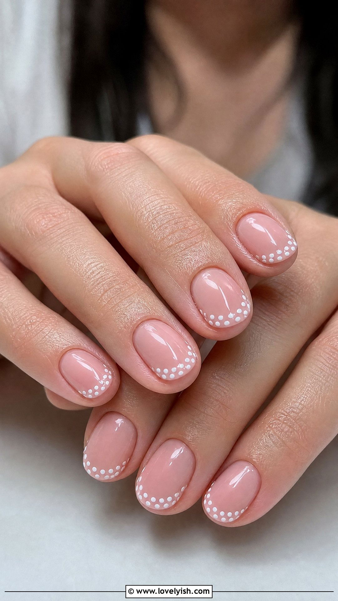 Polka Dot French Tip Short Nails - 50 short french tip nails - 50 short french tip nails