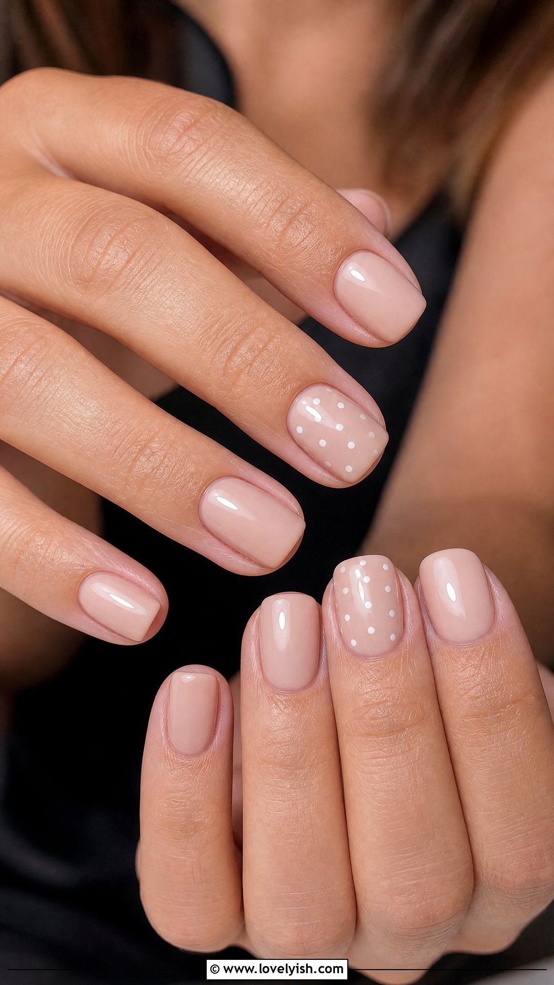 Polka Dot Nude Base Nails - 29 nails for older women - 29 nails for older women