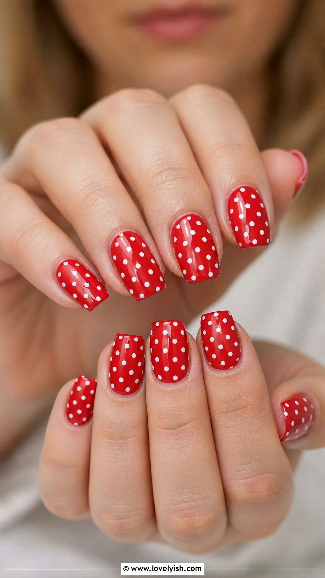 Polka Dot Short Coffin Nails - 50 short coffin nails - 50 short coffin nails
