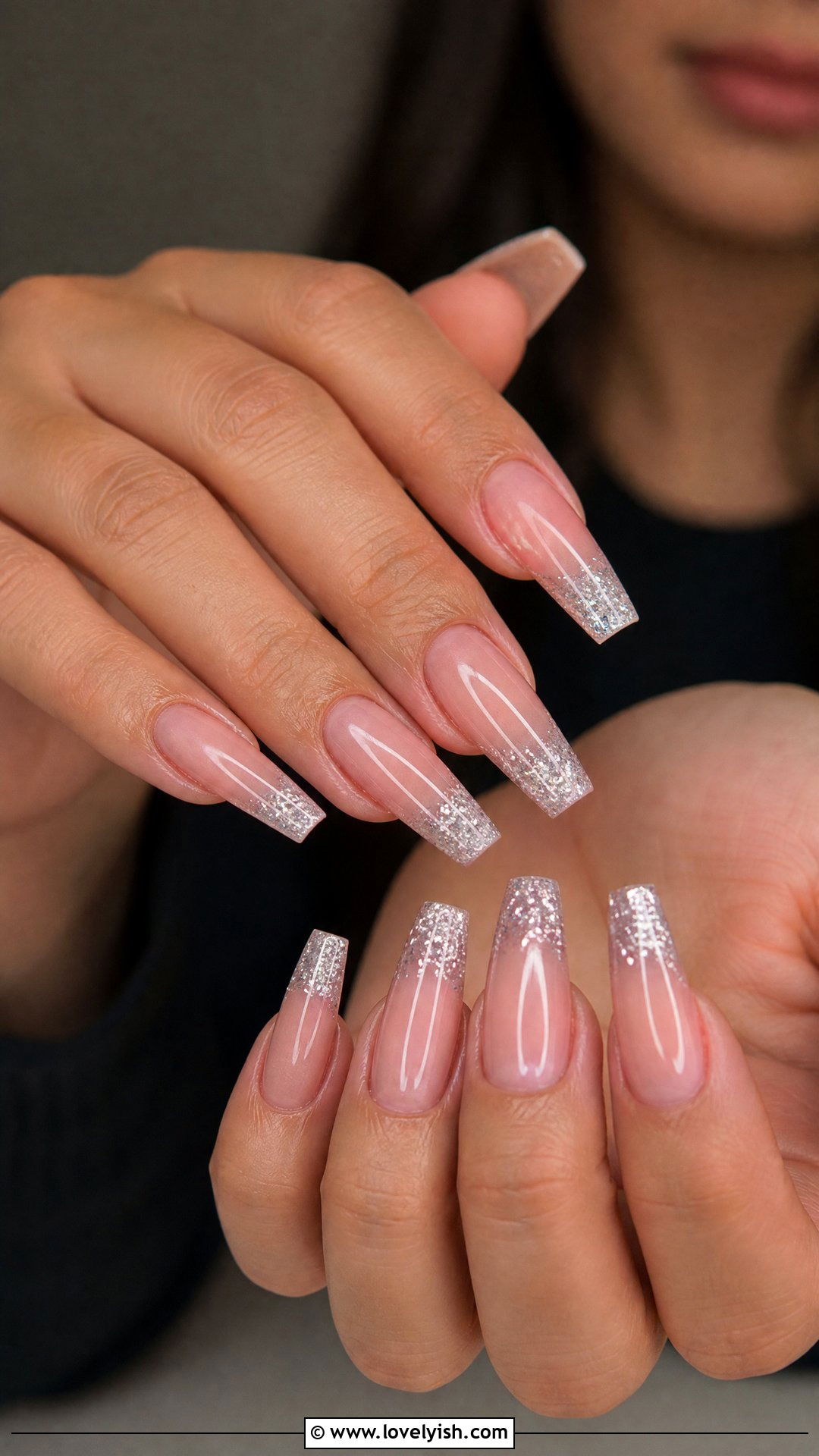 Polygel Ballerina Nails with Glitter Tips - 50 polygel nails - 50 polygel nails