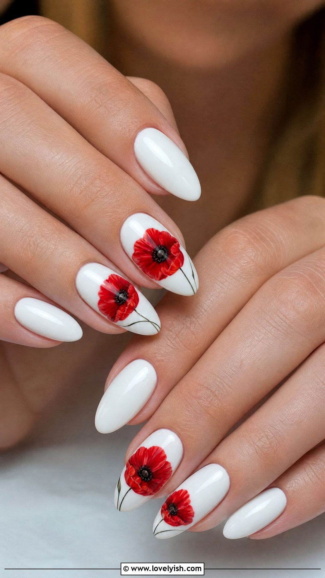 Poppy Red Nails - 50 flower nails - 50 flower nails
