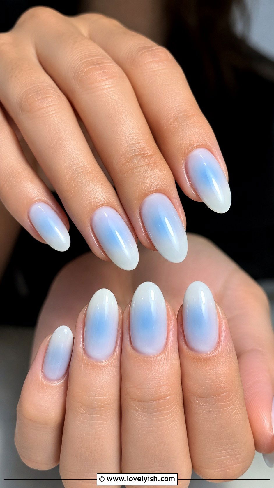 Powder Blue Aura Nails - 47 nail inspiration - 47 nail inspiration