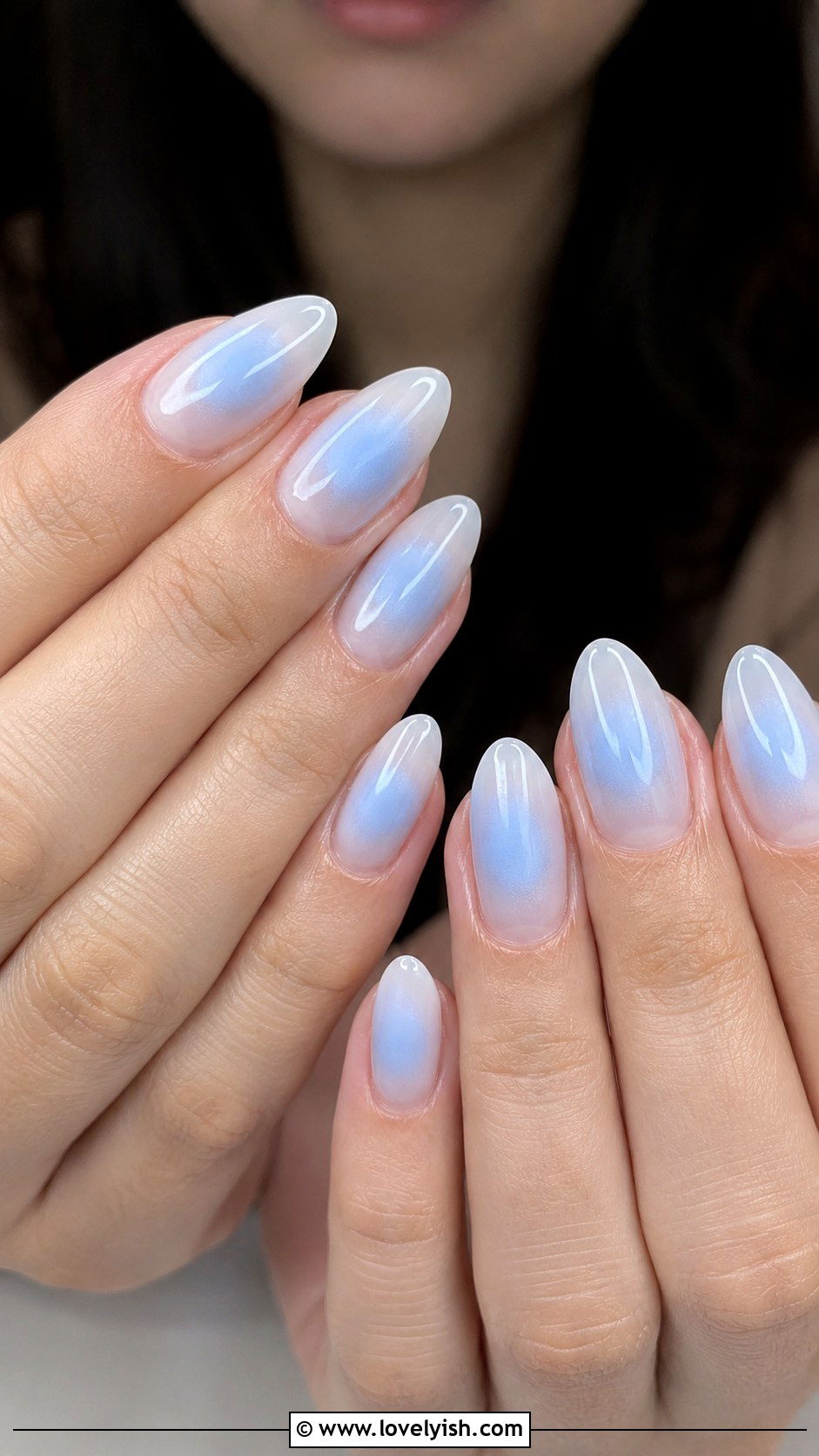 Powder Blue Aura Nails - 38 classy nail designs - 38 classy nail designs