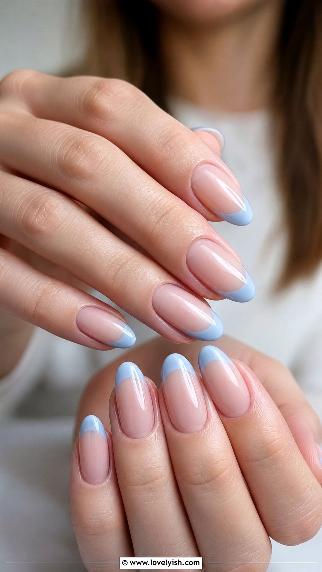 Powder Blue French Nails - 50 classy nails - 50 classy nails