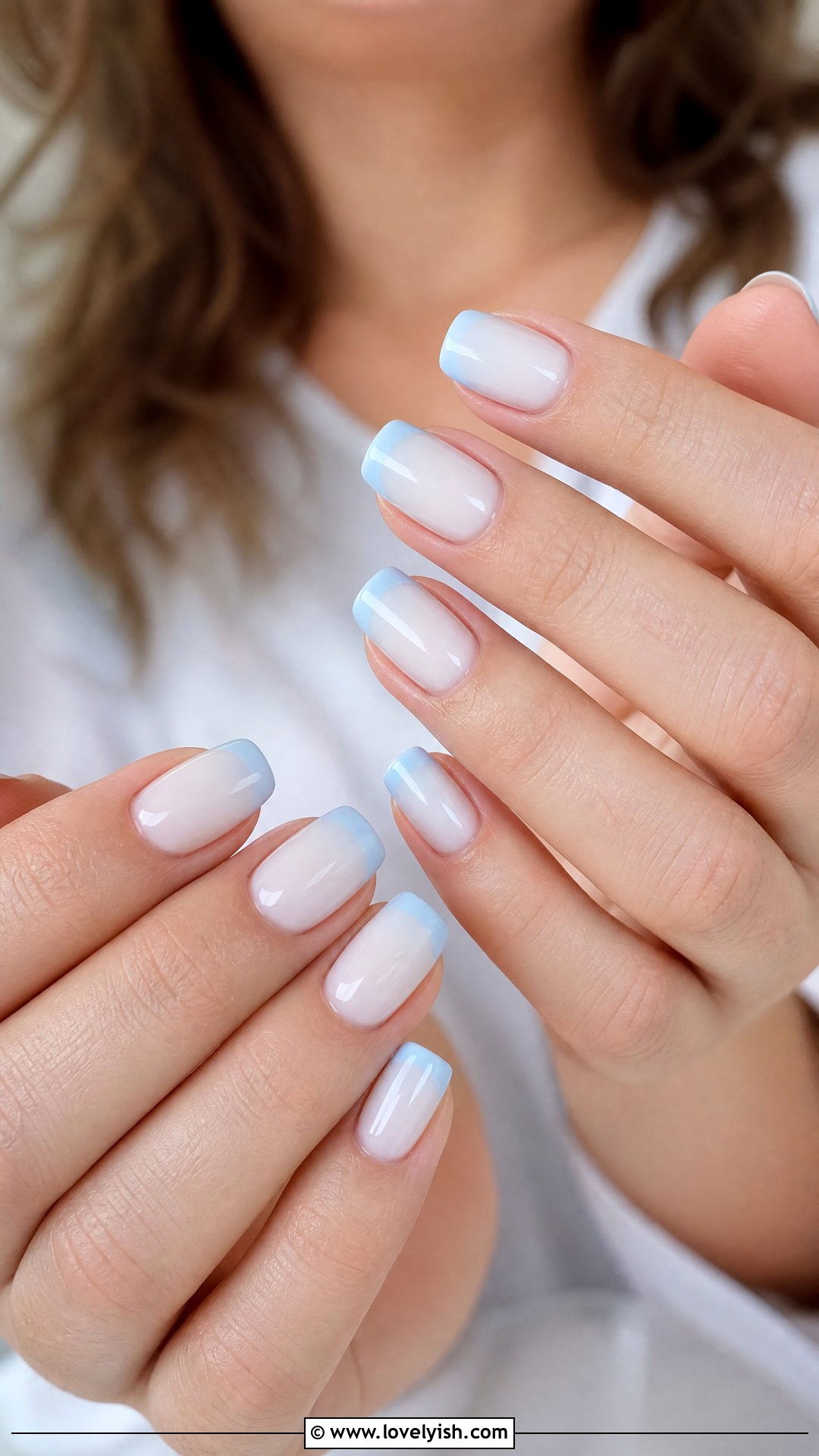Powder Blue French Tip Bridal Nails - 50 bridal nails - 50 bridal nails