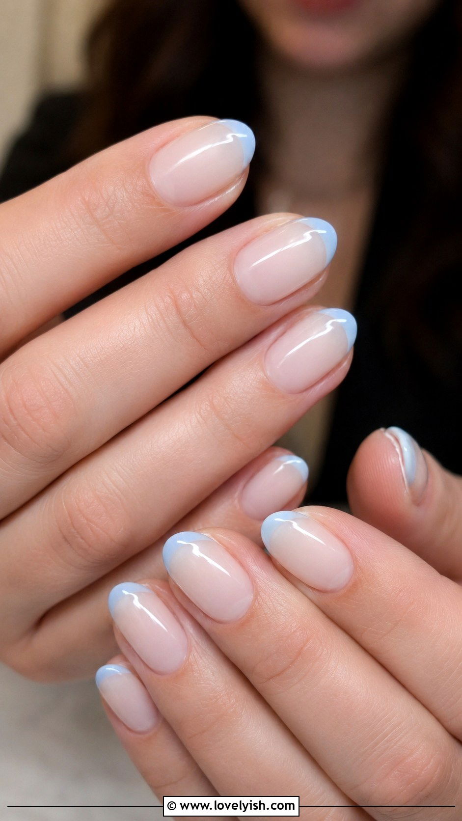 Powder Blue French Tip Nails - 50 quick nail designs - 50 quick nail designs