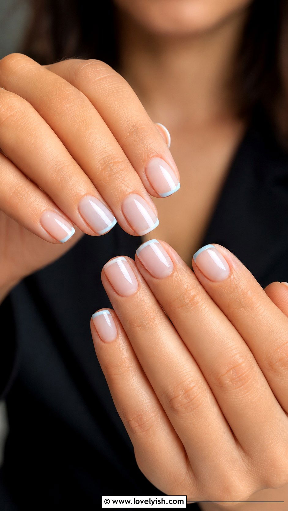 Powder Blue Micro French Nails - 50 april nail designs - 50 april nail designs