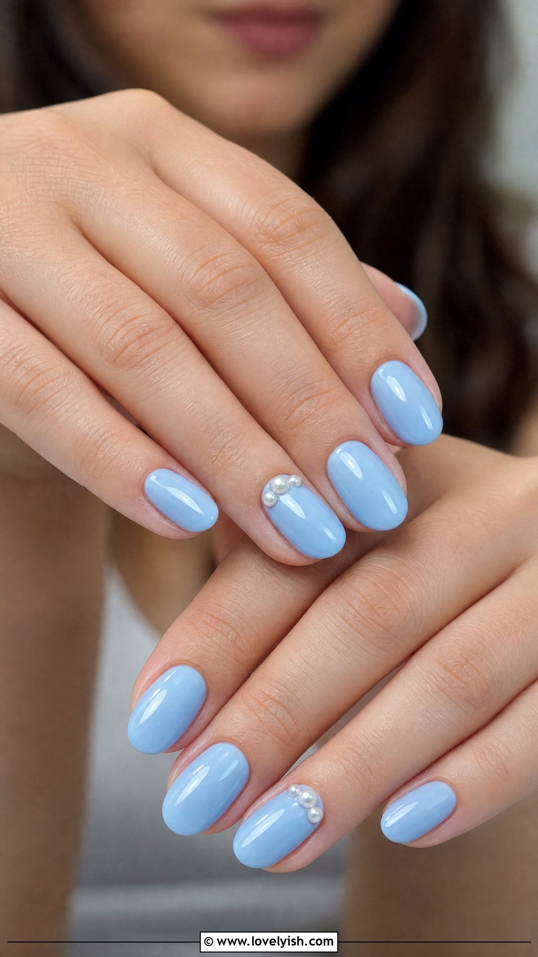 Powder Blue Pearl Nails - 50 beach nails - 50 beach nails