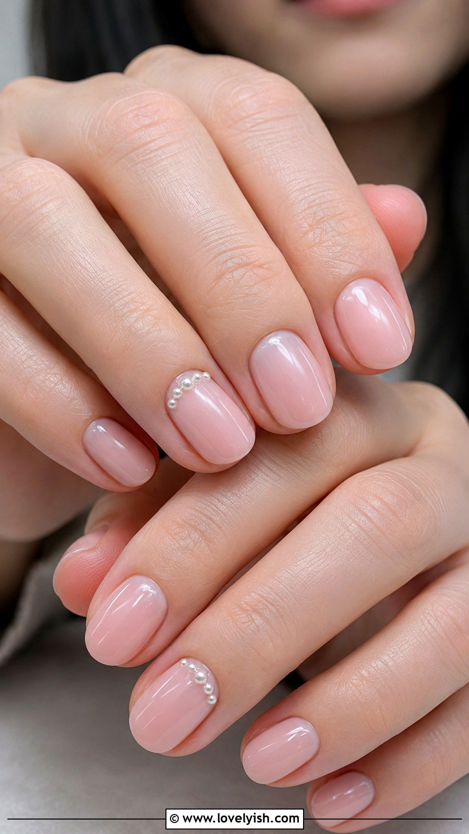 Powder Pink Pearl Accent Nails - 50 back to school nails - 50 back to school nails