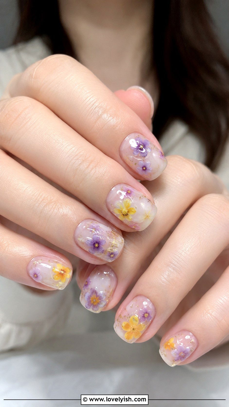 Pressed Flower Jelly Nails - 25 floral nail designs - 25 floral nail designs