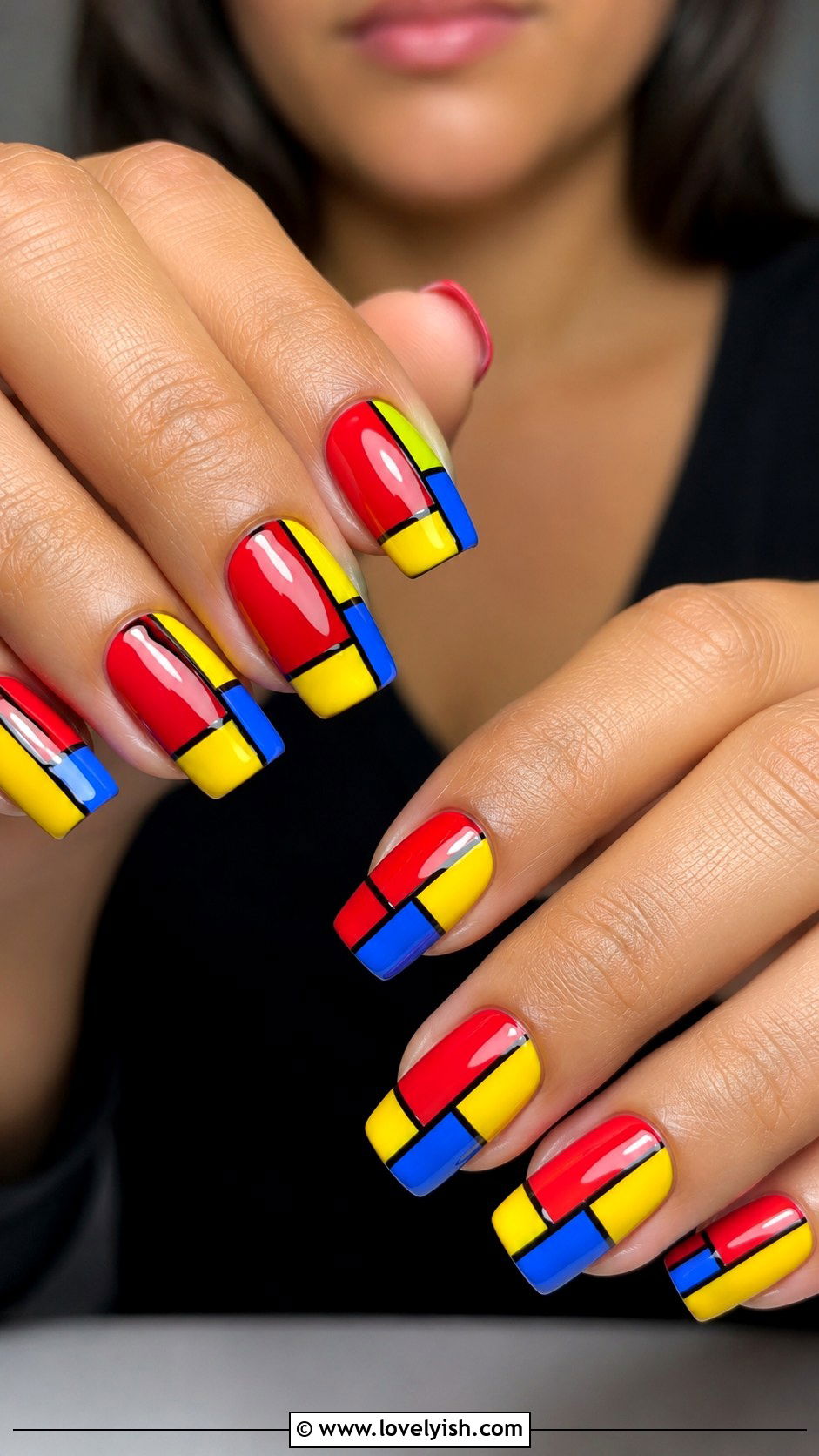 Primary Color Blocked Nails - 43 nail art ideas - 43 nail art ideas