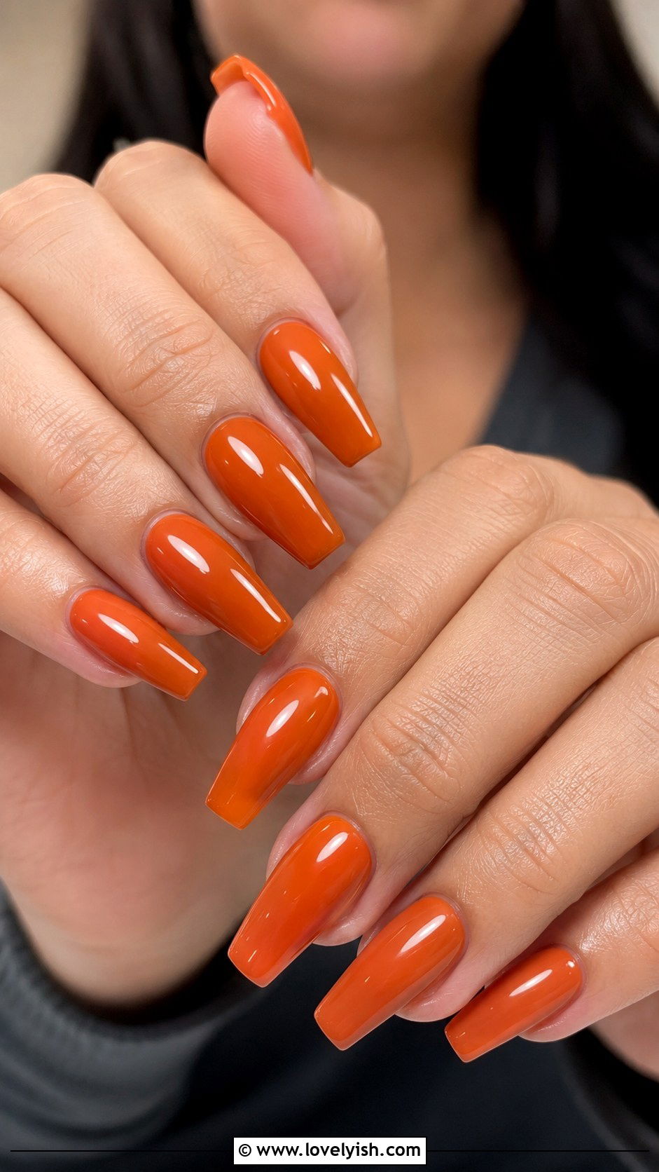 Pumpkin Orange Coffin Nail Extensions - 48 nail extensions - 48 nail extensions