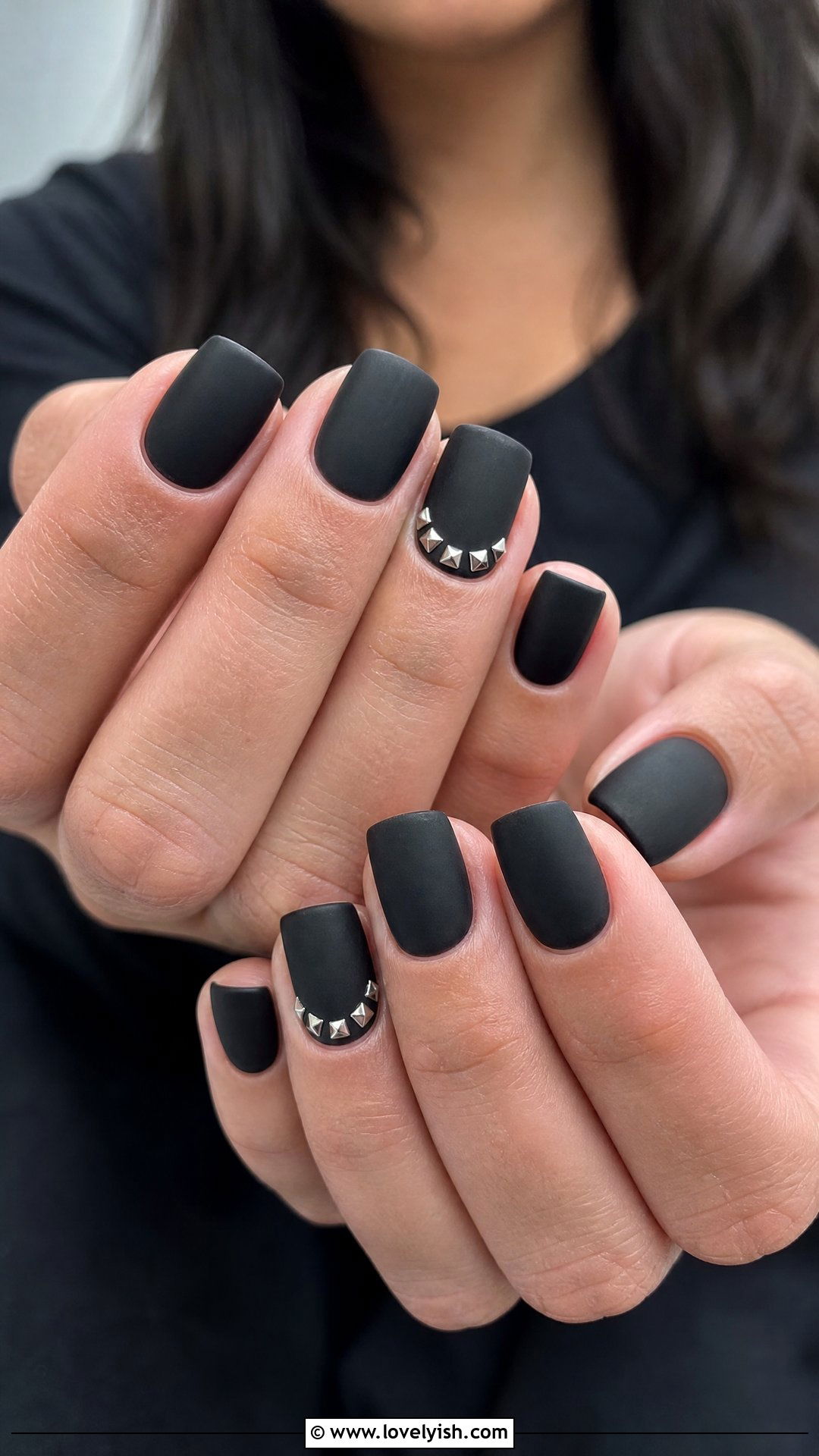 Punk Studded Matte Black Nails - 50 concert nails - 50 concert nails