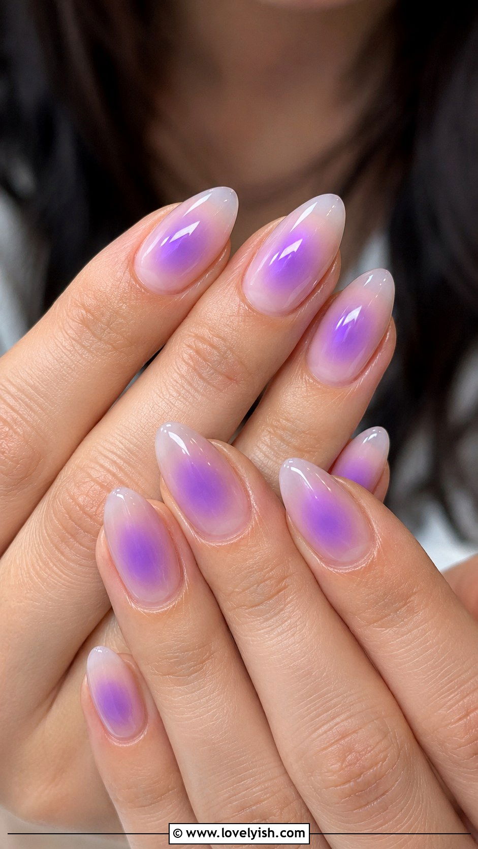 Purple Aura Halo Nails - 33 purple nail design ideas - 33 purple nail design ideas