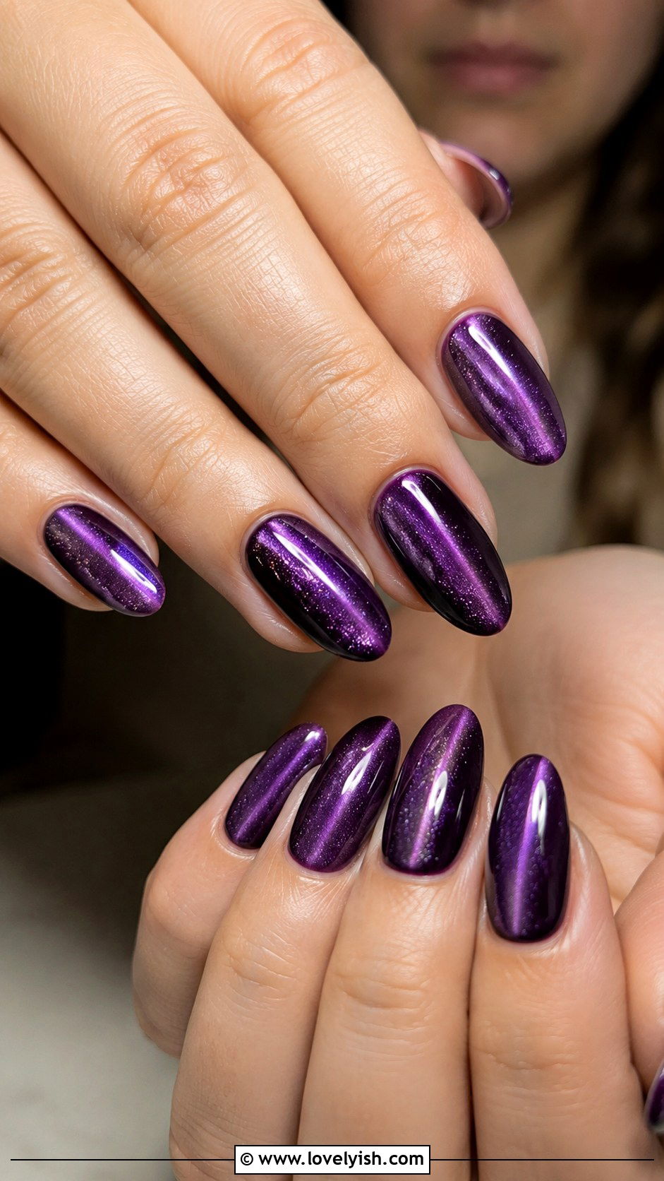 Purple Cat Eye Magnetic Nails - 33 purple nail design ideas - 33 purple nail design ideas