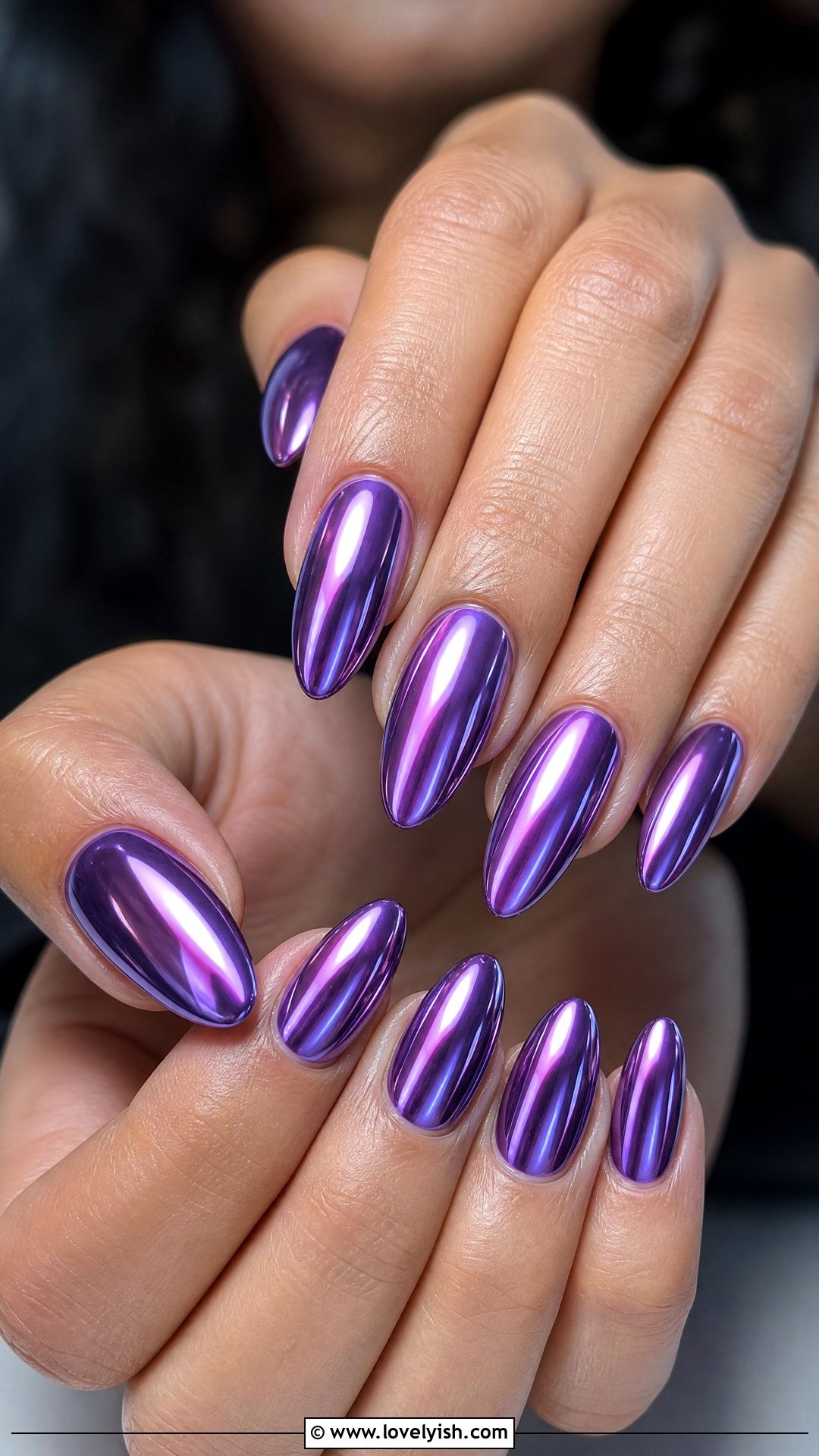 Purple Chrome Mirror Nails - 42 purple nail designs - 42 purple nail designs