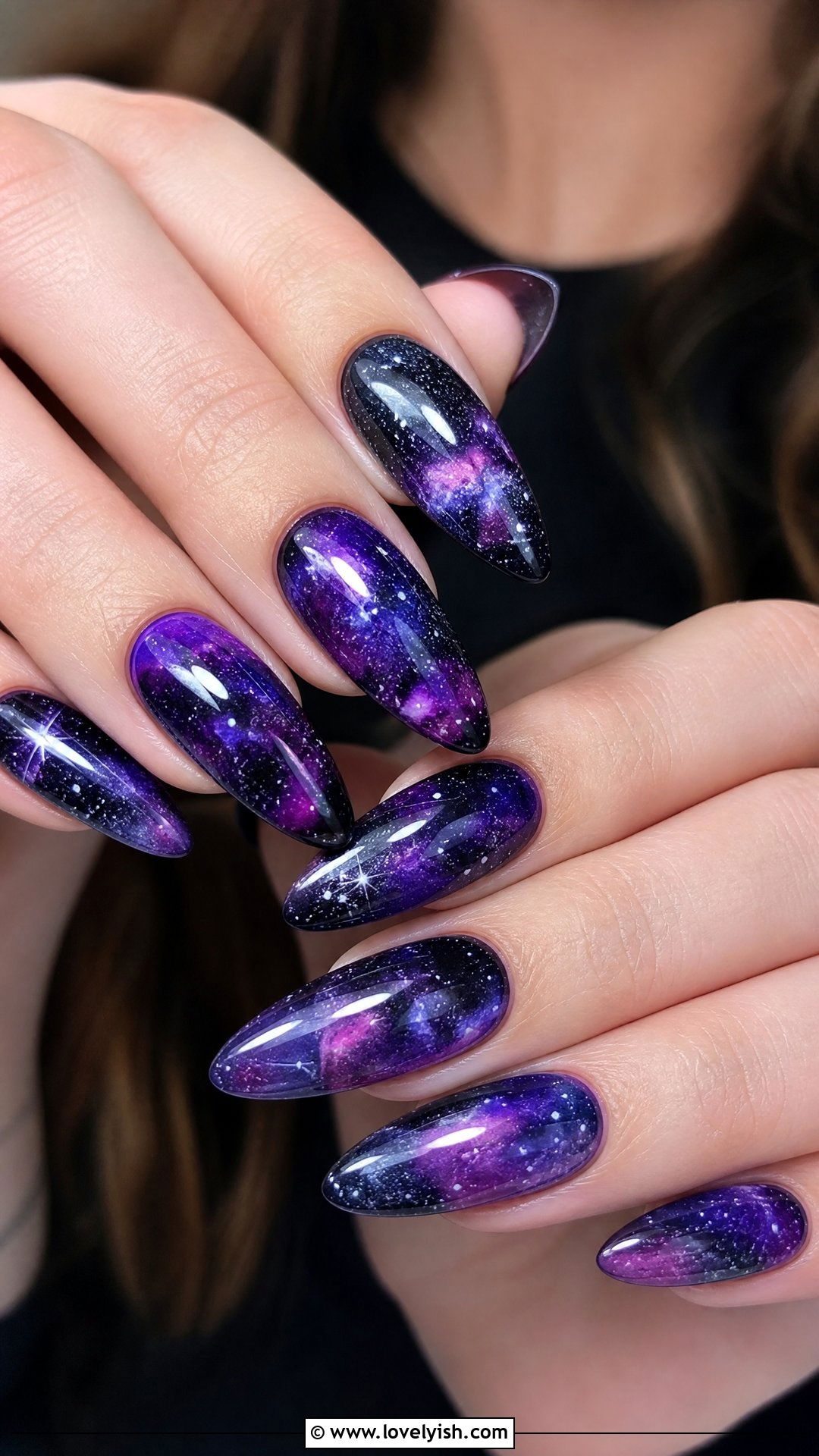 Purple Galaxy Nails - 42 purple nail designs - 42 purple nail designs