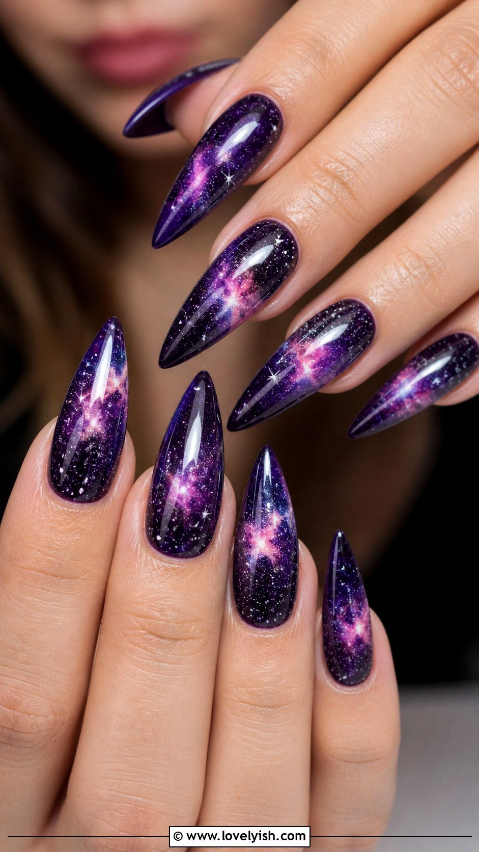 Purple Galaxy Nails - 33 purple nail design ideas - 33 purple nail design ideas