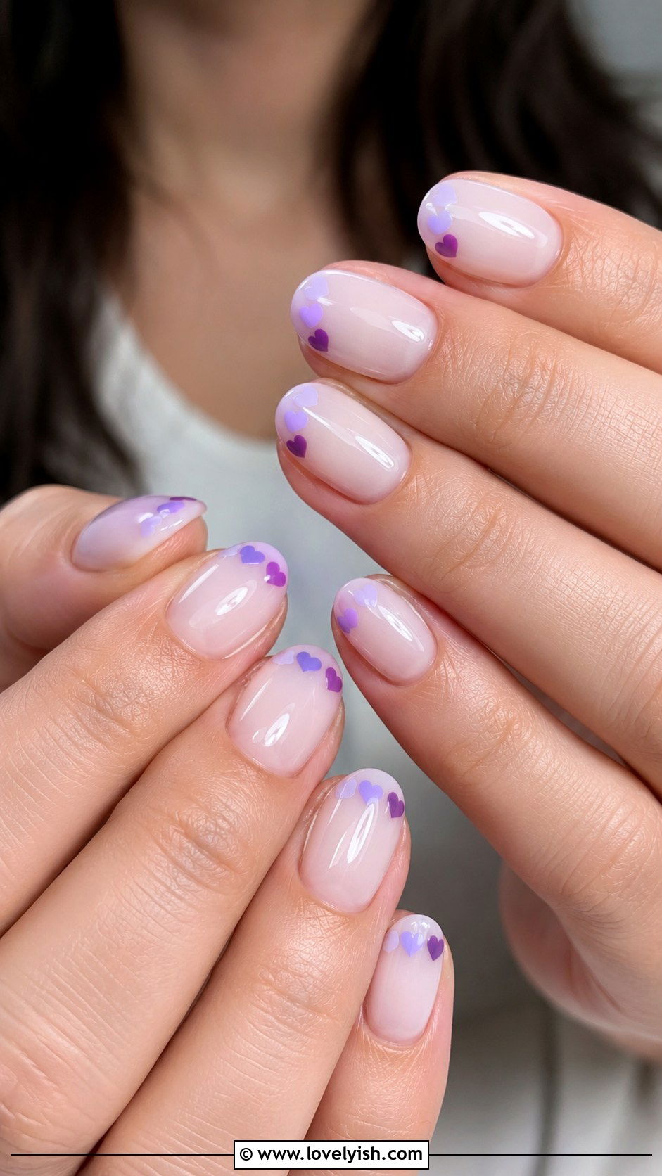 Purple Heart Tip Nails - 42 purple nail designs - 42 purple nail designs
