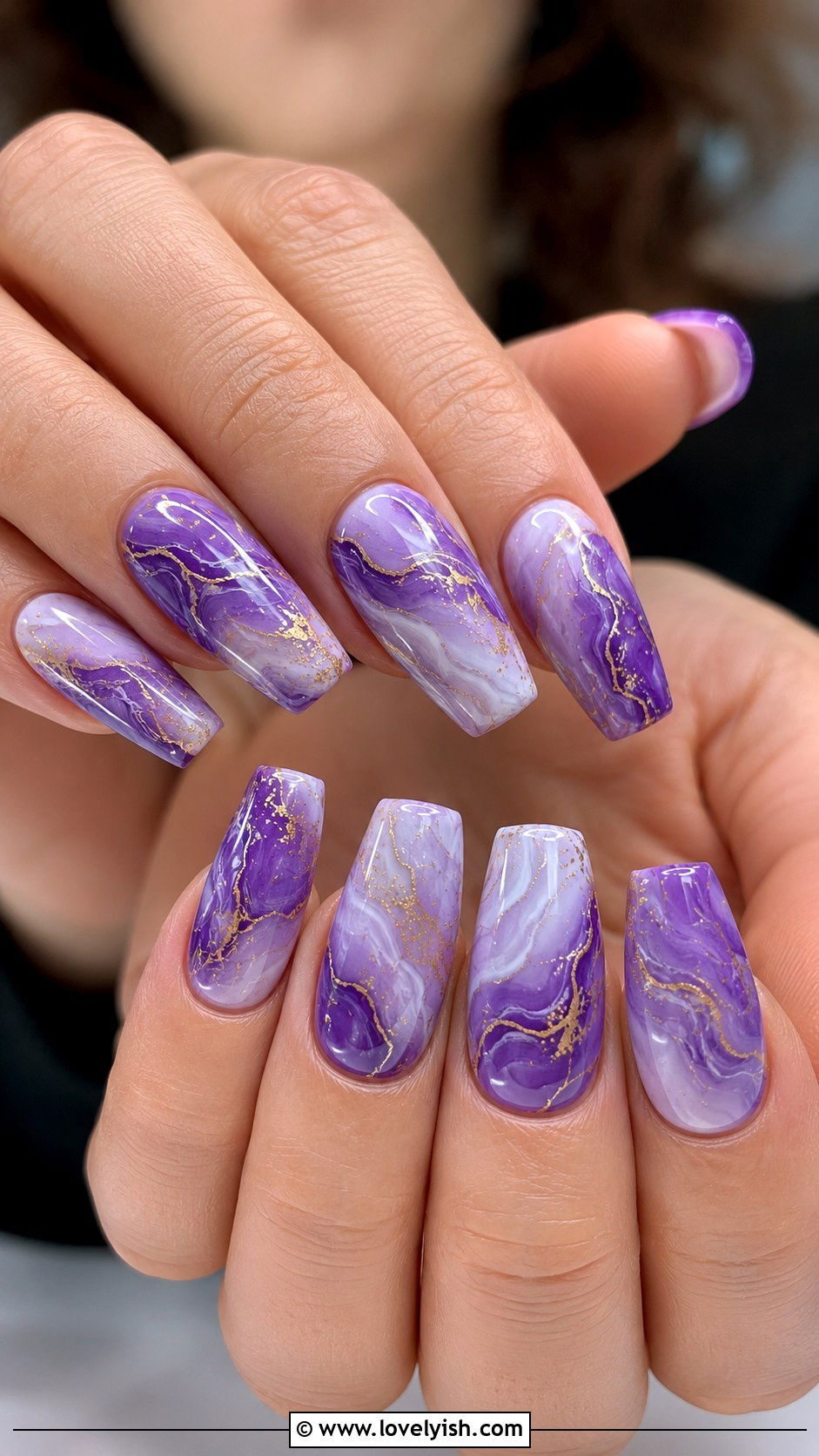 Purple Marble Nails - 42 purple nail designs - 42 purple nail designs