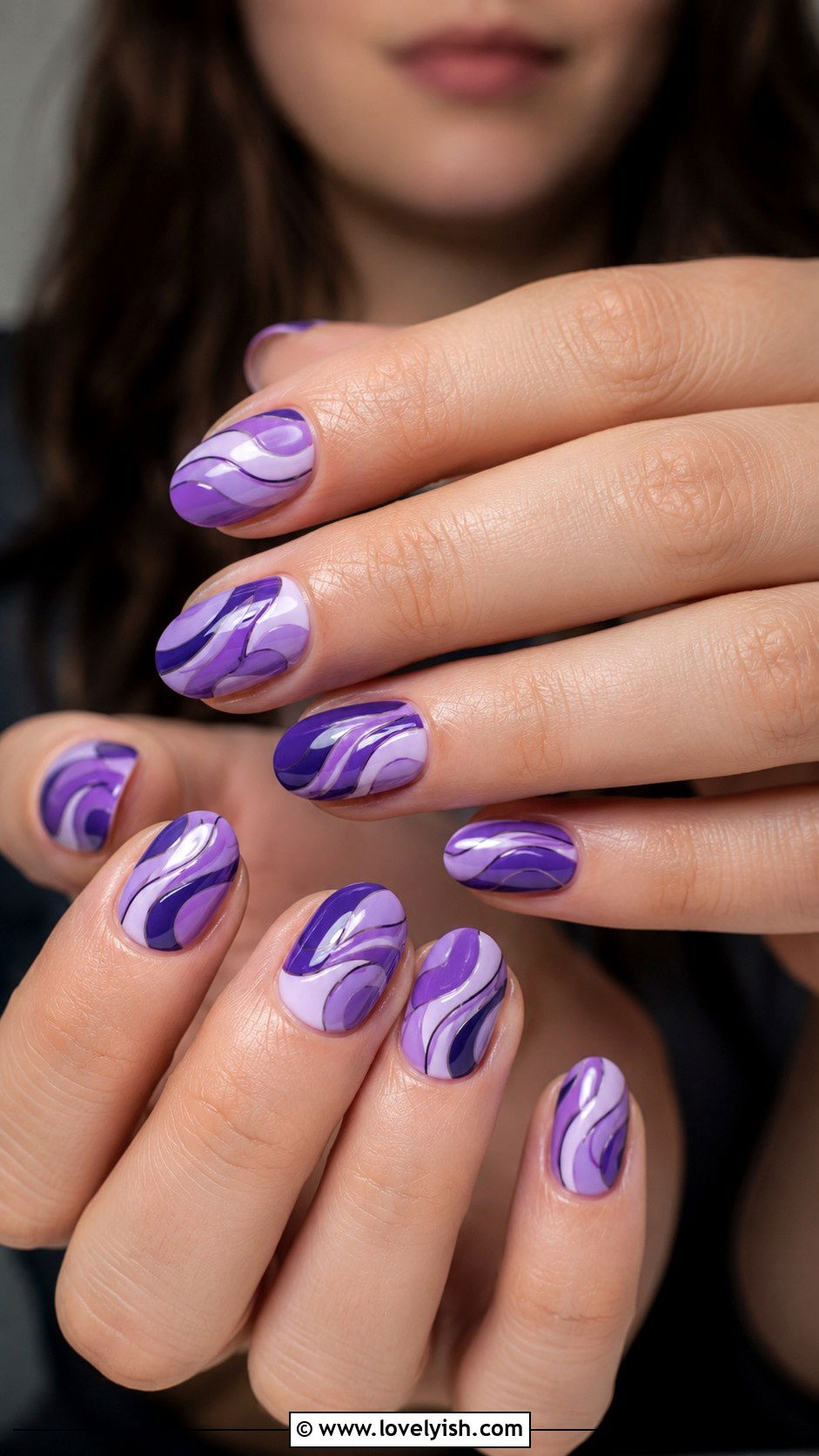 Purple Swirl Nails - 42 purple nail designs - 42 purple nail designs