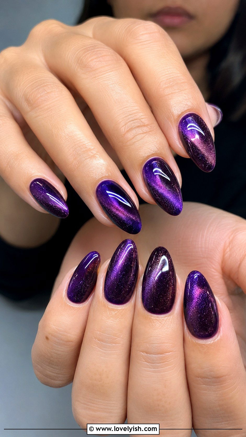 Purple Velvet Cat Eye Nails - 33 purple nail design ideas - 33 purple nail design ideas