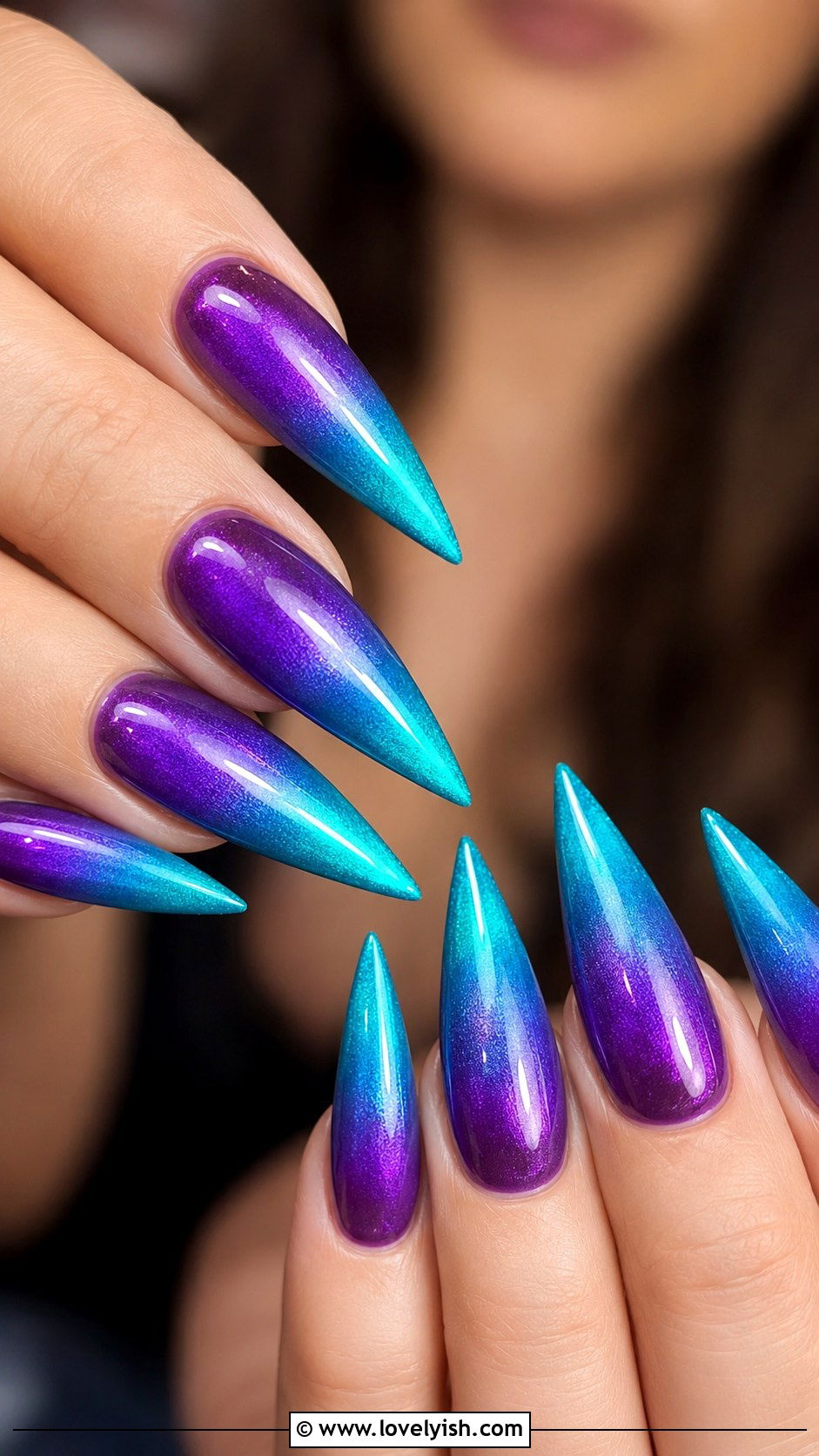 Purple and Teal Mermaid Ombre Nails - 50 mermaid nails - 50 mermaid nails