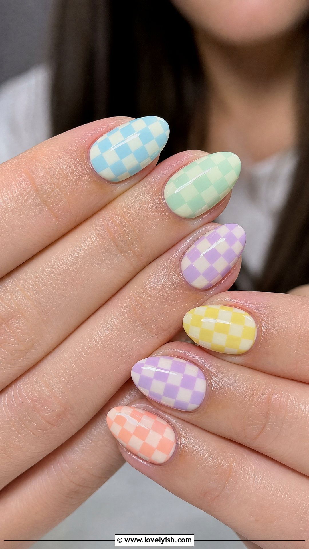 Rainbow Checkered Nails - 50 checkered nails - 50 checkered nails