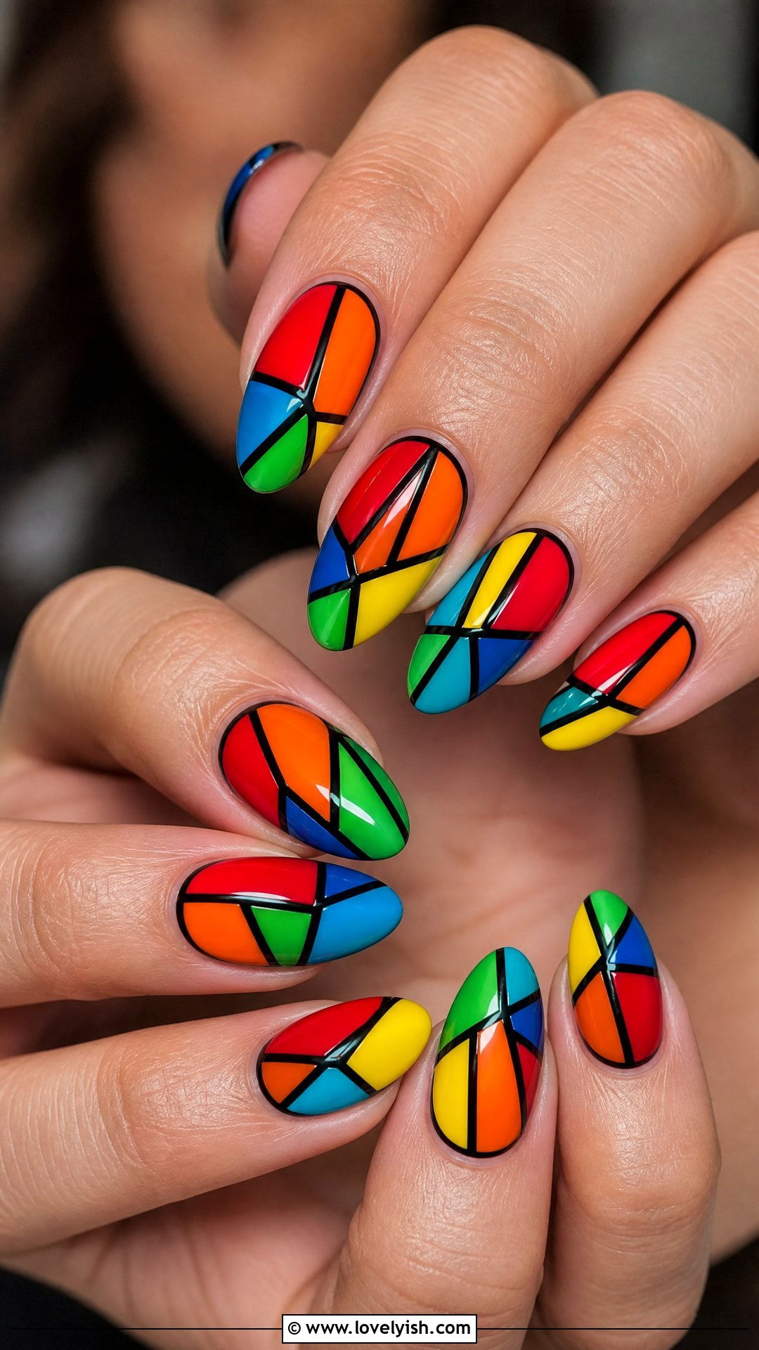 Rainbow Color Block Geometric Nails - 50 geometric nails - 50 geometric nails