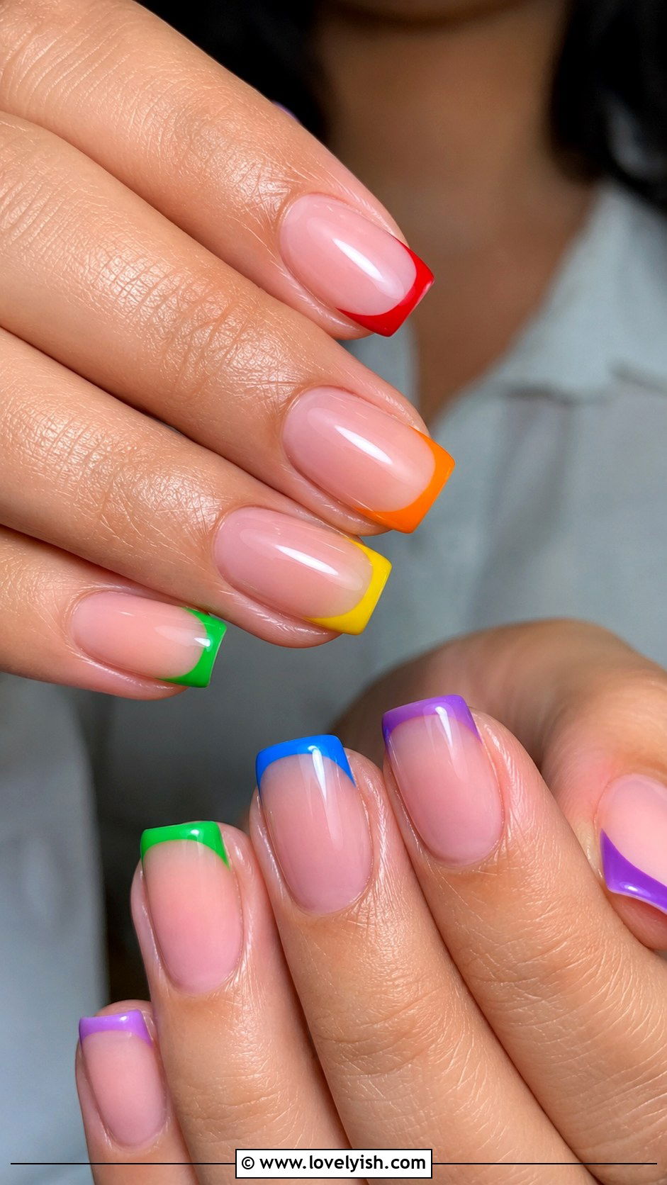 Rainbow French Tip Nails - 45 nail tips - 45 nail tips