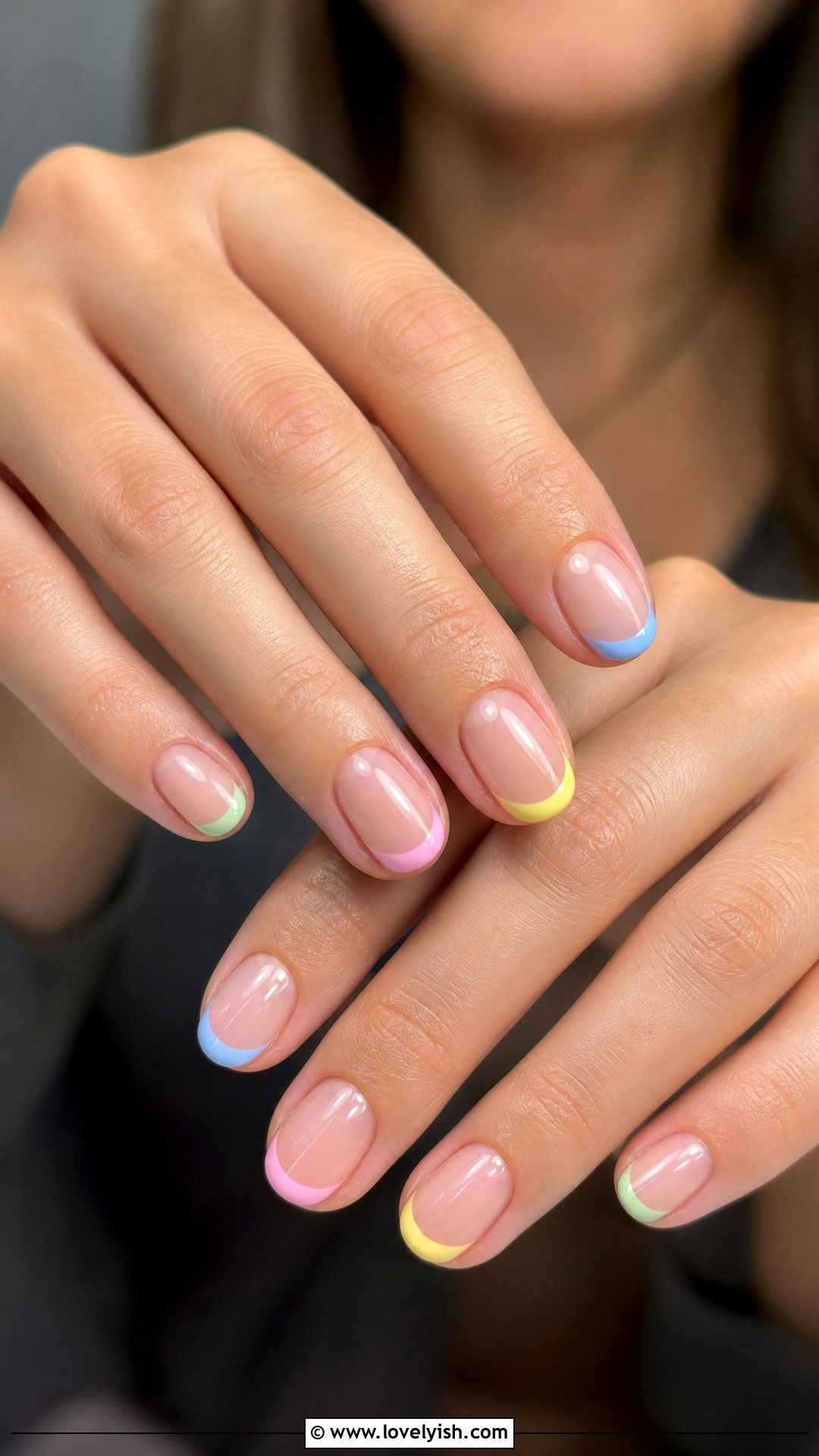 Rainbow French Tip Short Nails - 50 short french tip nails - 50 short french tip nails