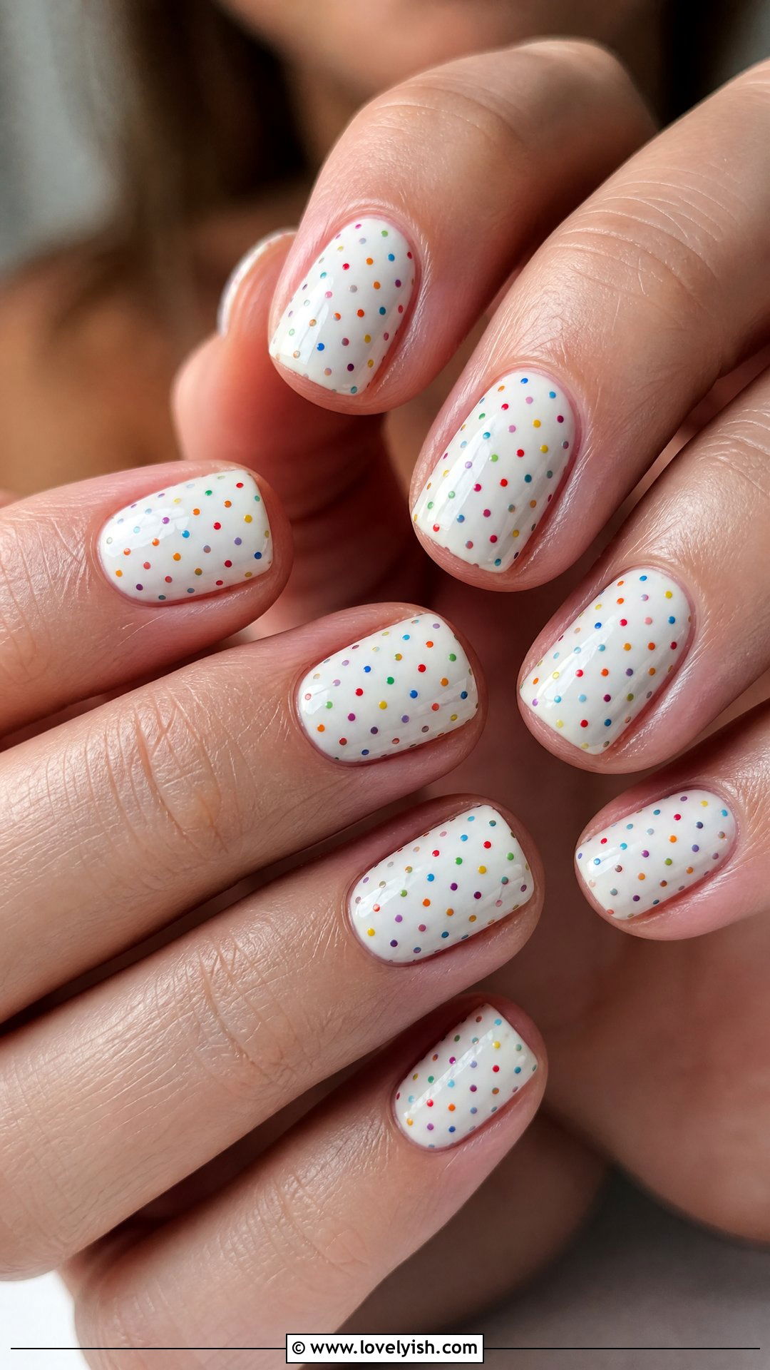 Rainbow Micro Dot Nails - 50 cute summer nail designs - 50 cute summer nail designs