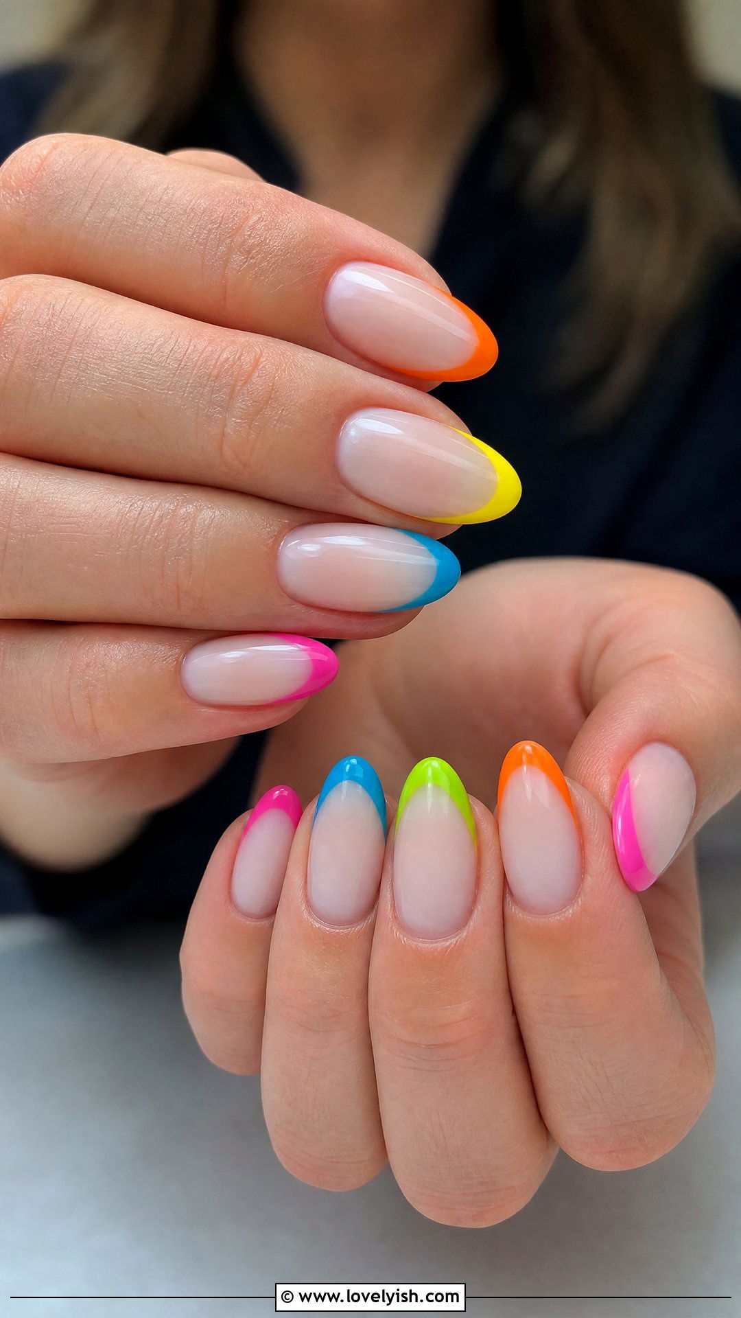 Rainbow Multi Color French Tip Nails - 50 colored french tip nails - 50 colored french tip nails
