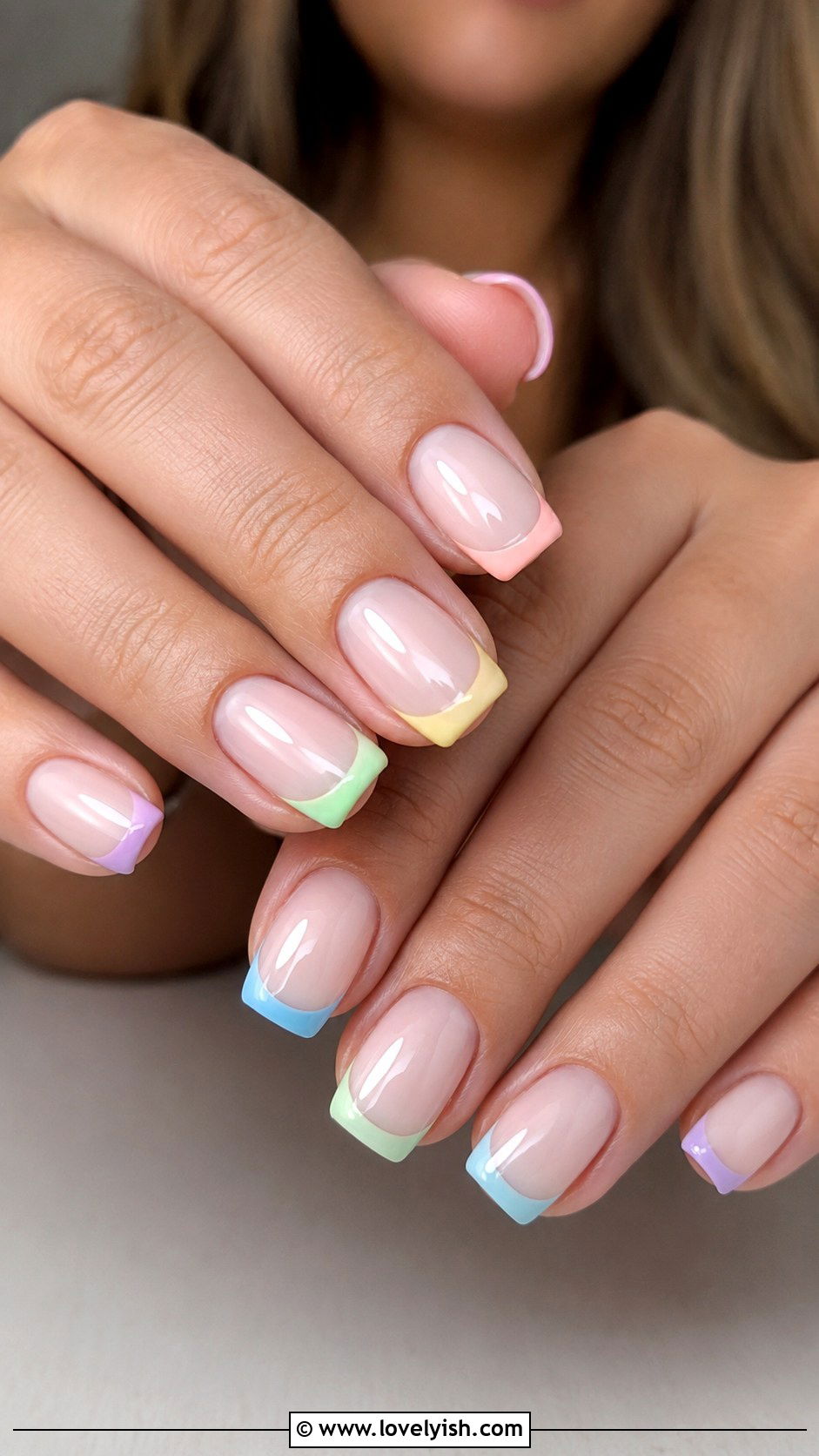 Rainbow Pastel French Tips - 39 summer nail ideas - 39 summer nail ideas