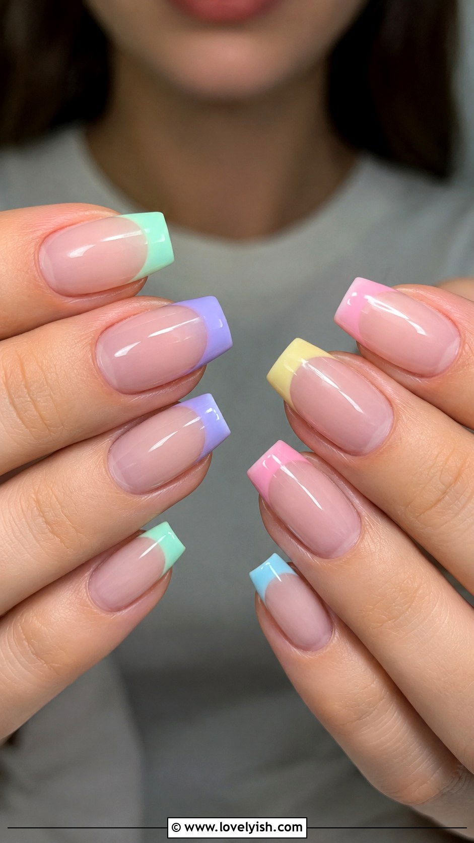 Rainbow Pastel Tip Nails - 50 may nails - 50 may nails