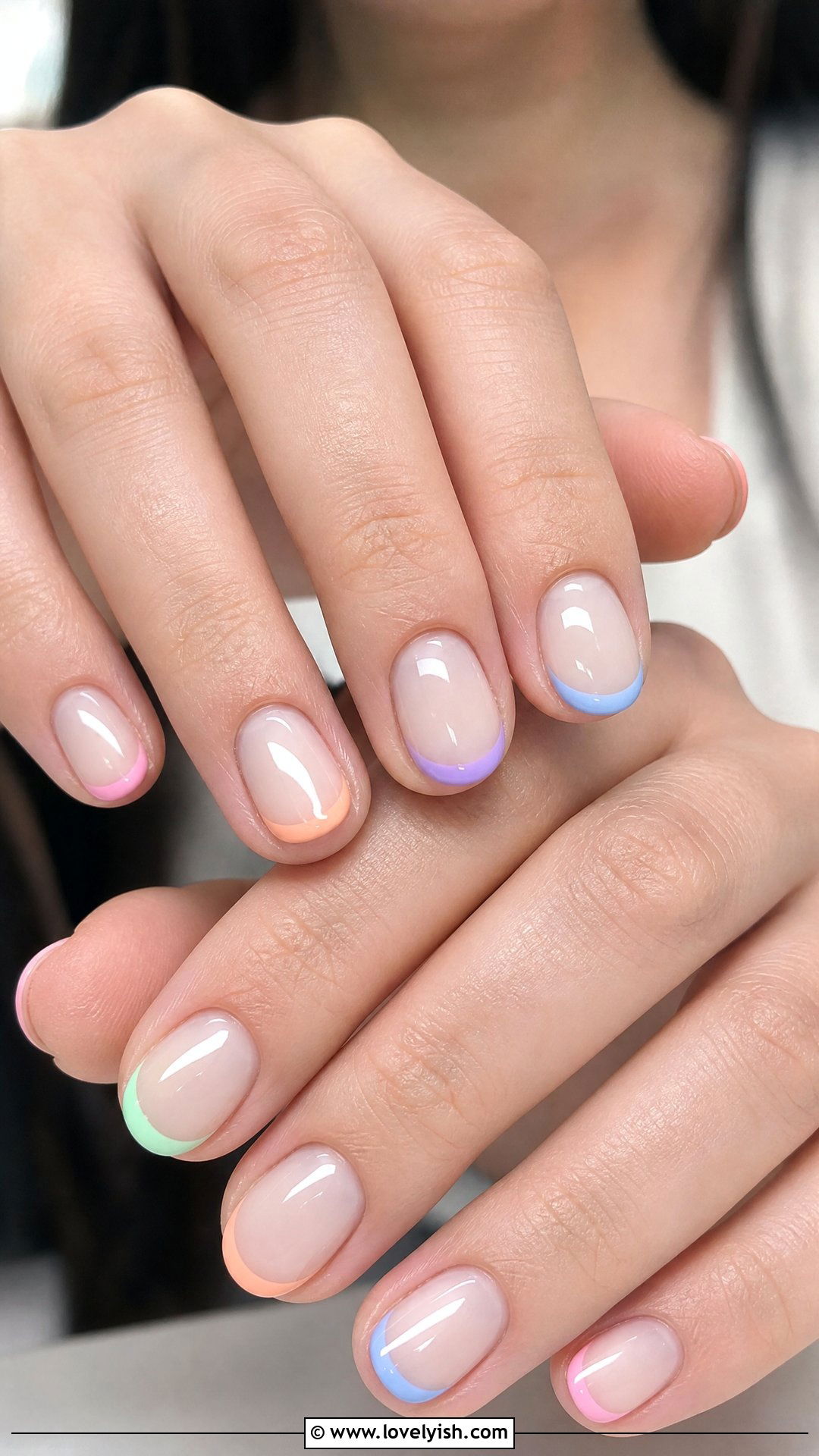 Rainbow Pastel Tip Round Nails - 50 round nails - 50 round nails